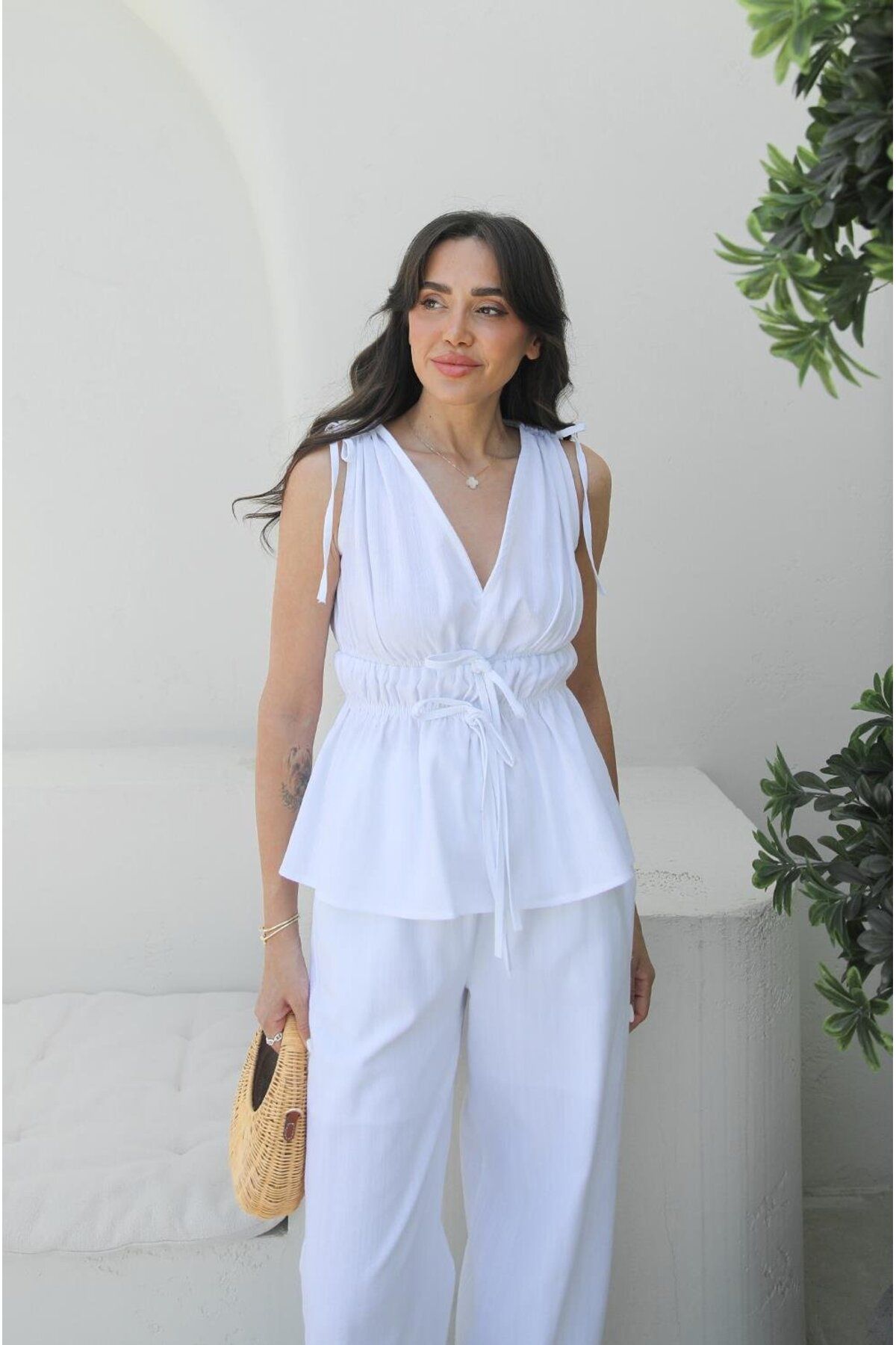 Havoş-White Rubber Detailed Blouse Trousers Set 5