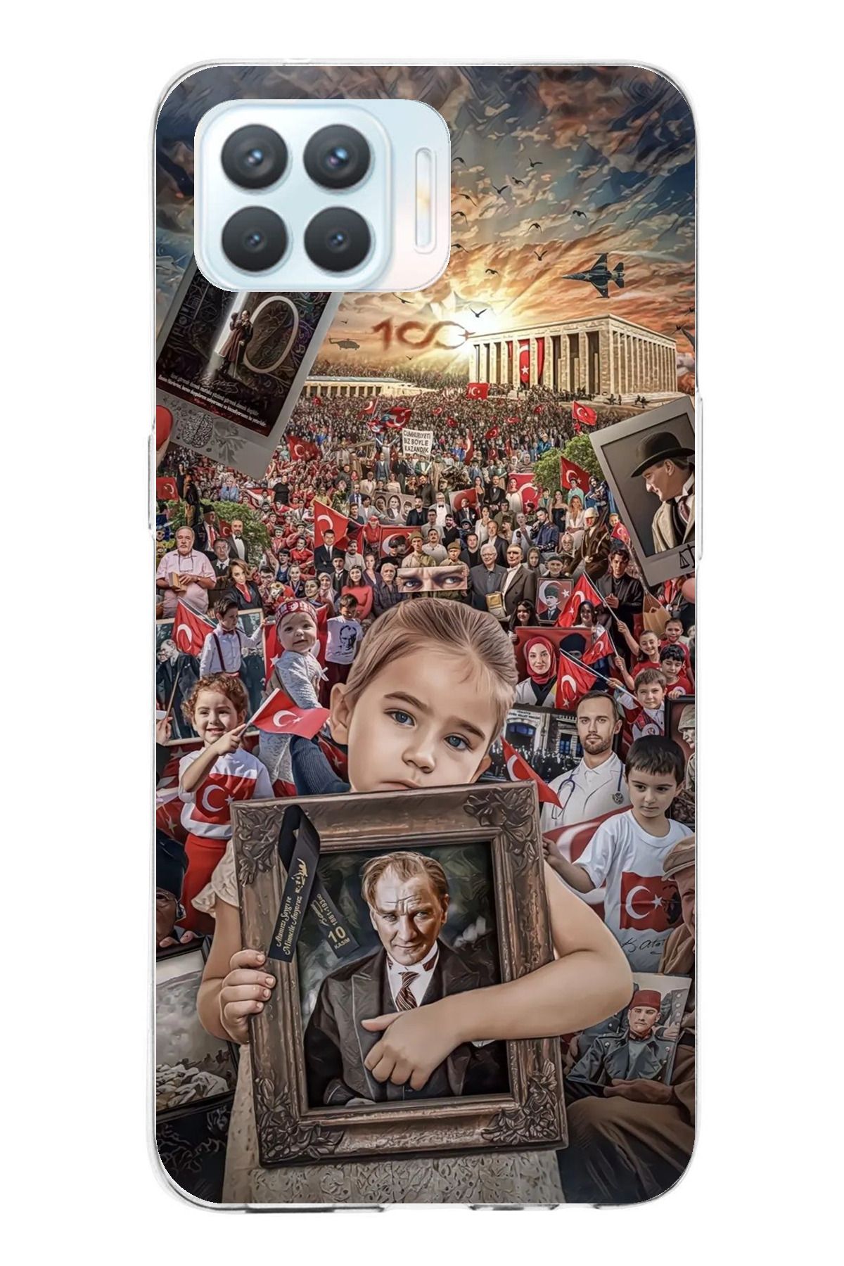 TechTree Oppo Reno 4 Lite Uyumlu Anıtkabir Atatürk Portre Şeffaf Silikon Kılıf