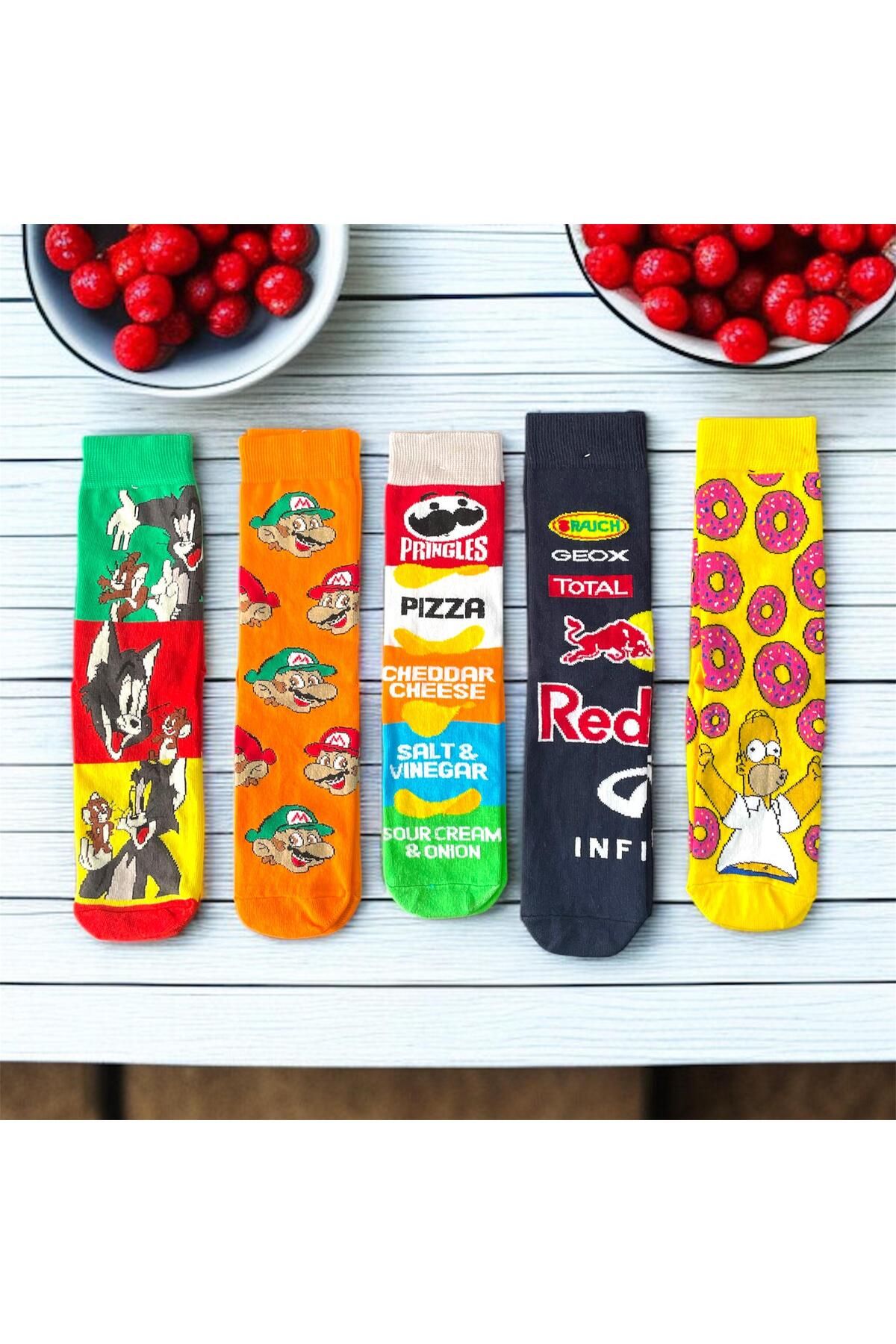 Lescho Unisex Baskılı çorap 5'li