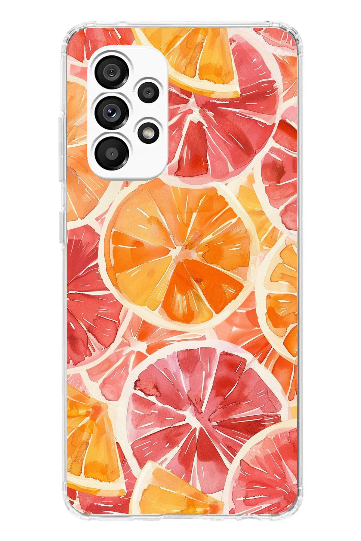TechTree Samsung Galaxy A23 Uyumlu Portakal Sulu Boya Şeffaf Silikon Kılıf