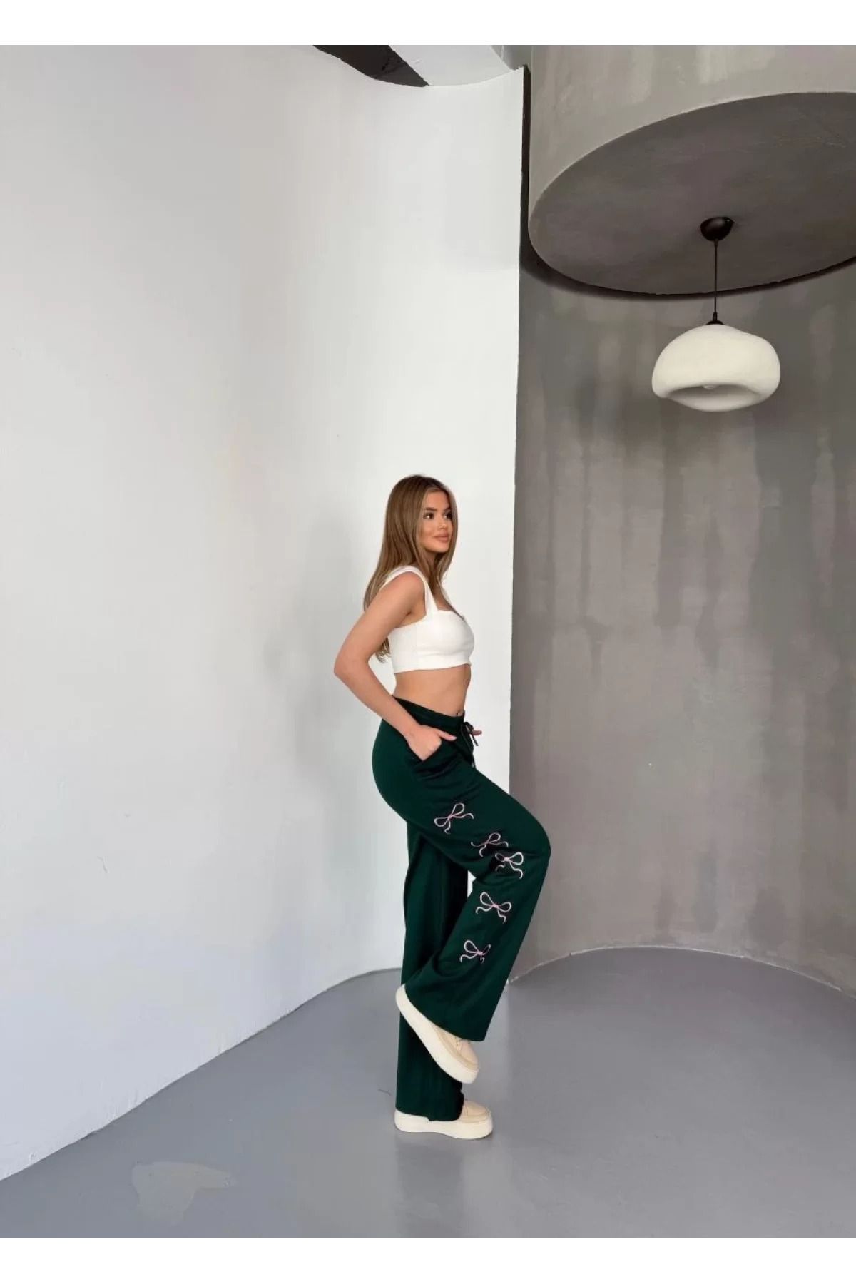 BBbutik Osy Modal Yumuşak Dokulu Kumaş Nakış işlemeli Rahat Bol Paça Eşofman Pantalon