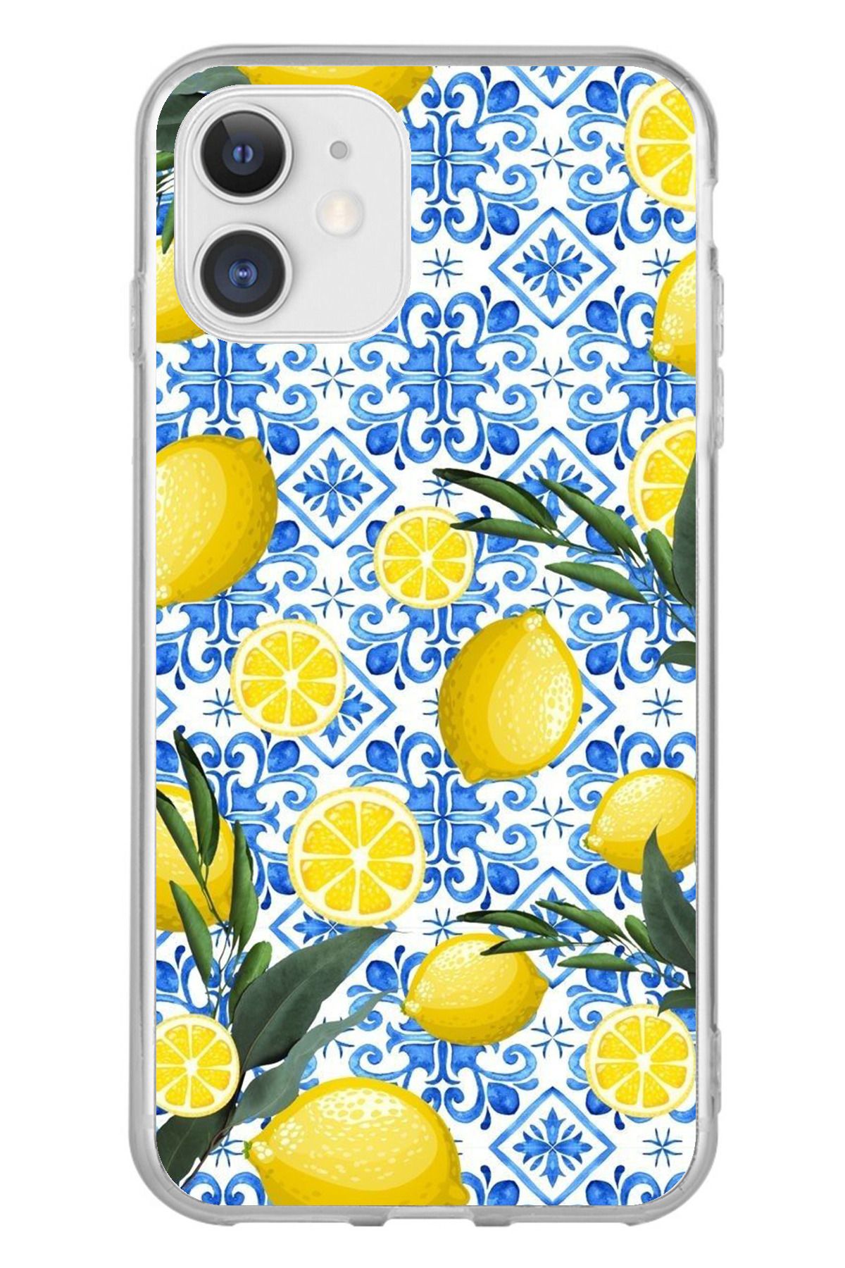 TechTree iPhone 11 Uyumlu Limon Sulu Boya Şeffaf Silikon Kılıf