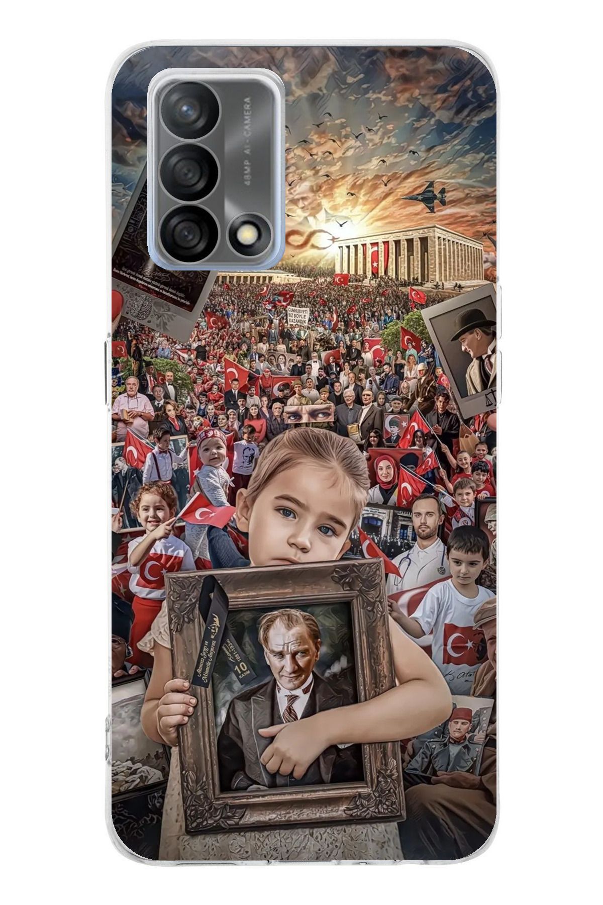 TechTree OPPO A74 Uyumlu Anıtkabir Atatürk Portre Şeffaf Silikon Kılıf