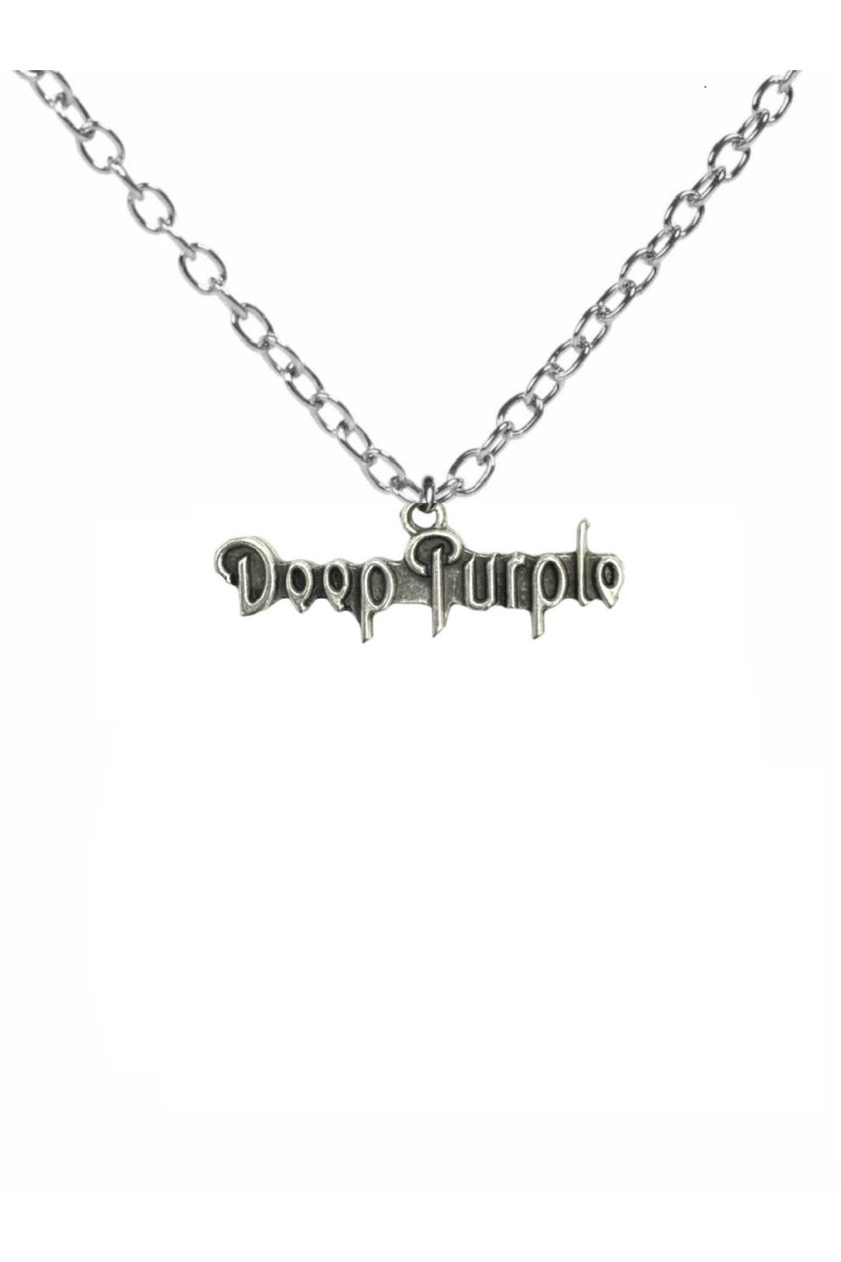 Herşey Nota Deep Purple Logolu Metal Kolye – 60 cm Zincir | Gümüş Renk Unisex Rock Müzik Aksesuarı