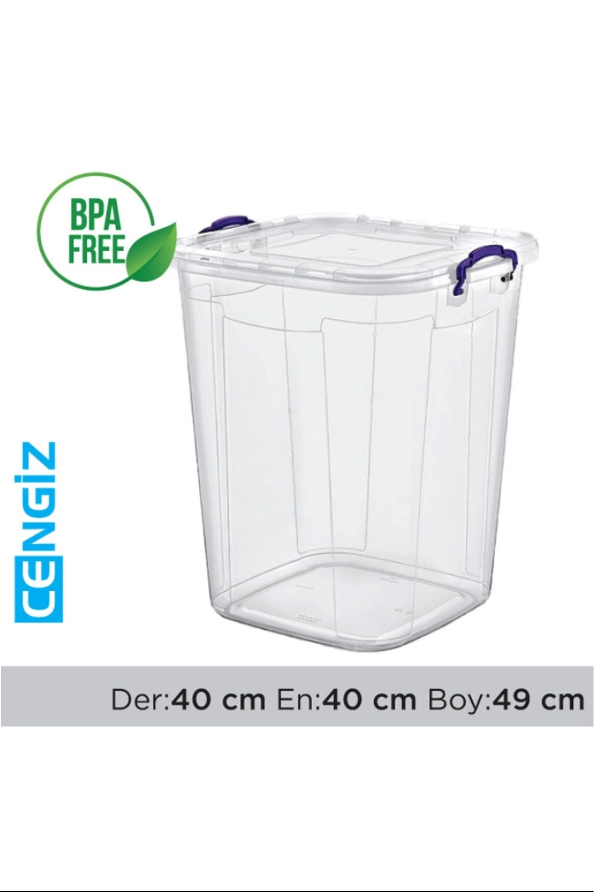 PRATİKOBA Saklama Kutusu Kare Multibox Şeffaf 50 Lt. Royaleks-E630