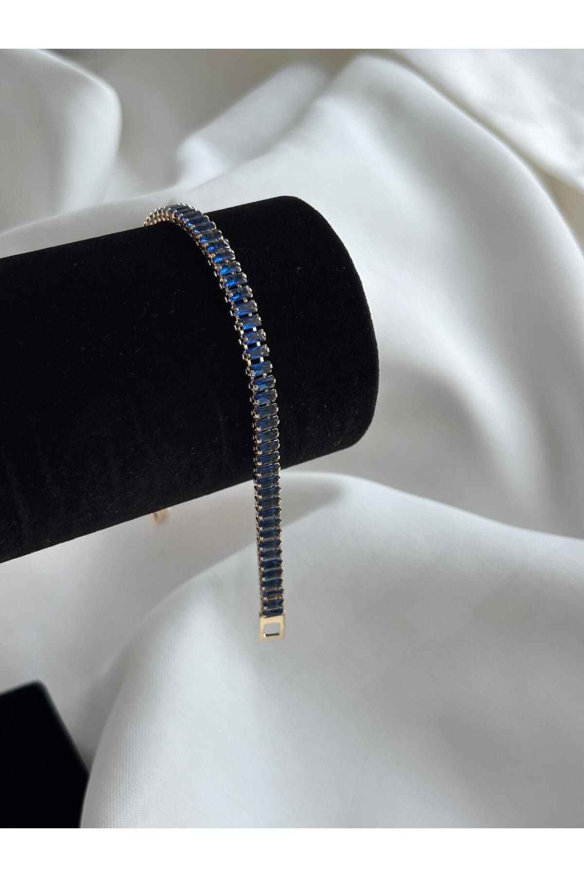 Bellamy Jewelry Lacivert Su Yolu Bileklik - Gold