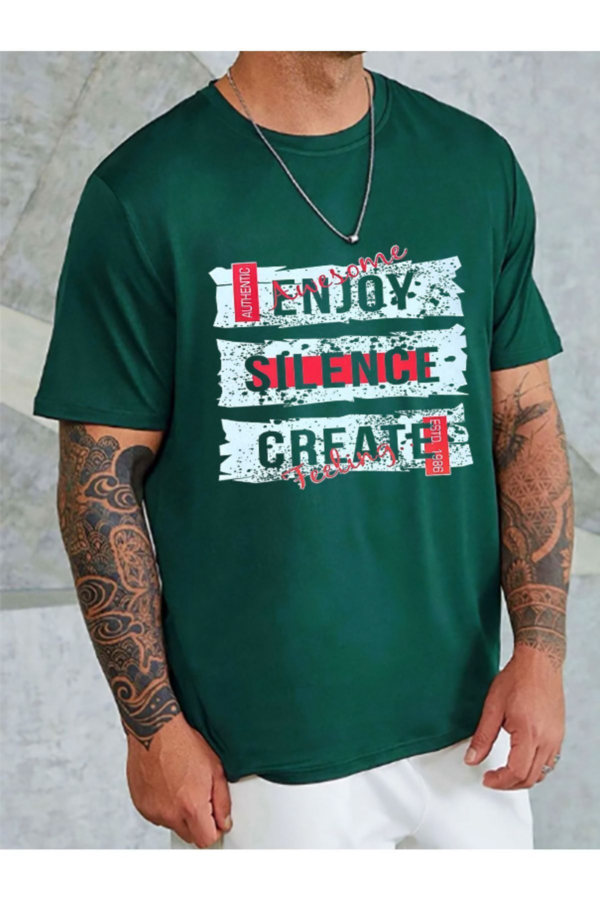 Tarzsokak Enjoy Baskılı Unisex Bisiklet Yaka