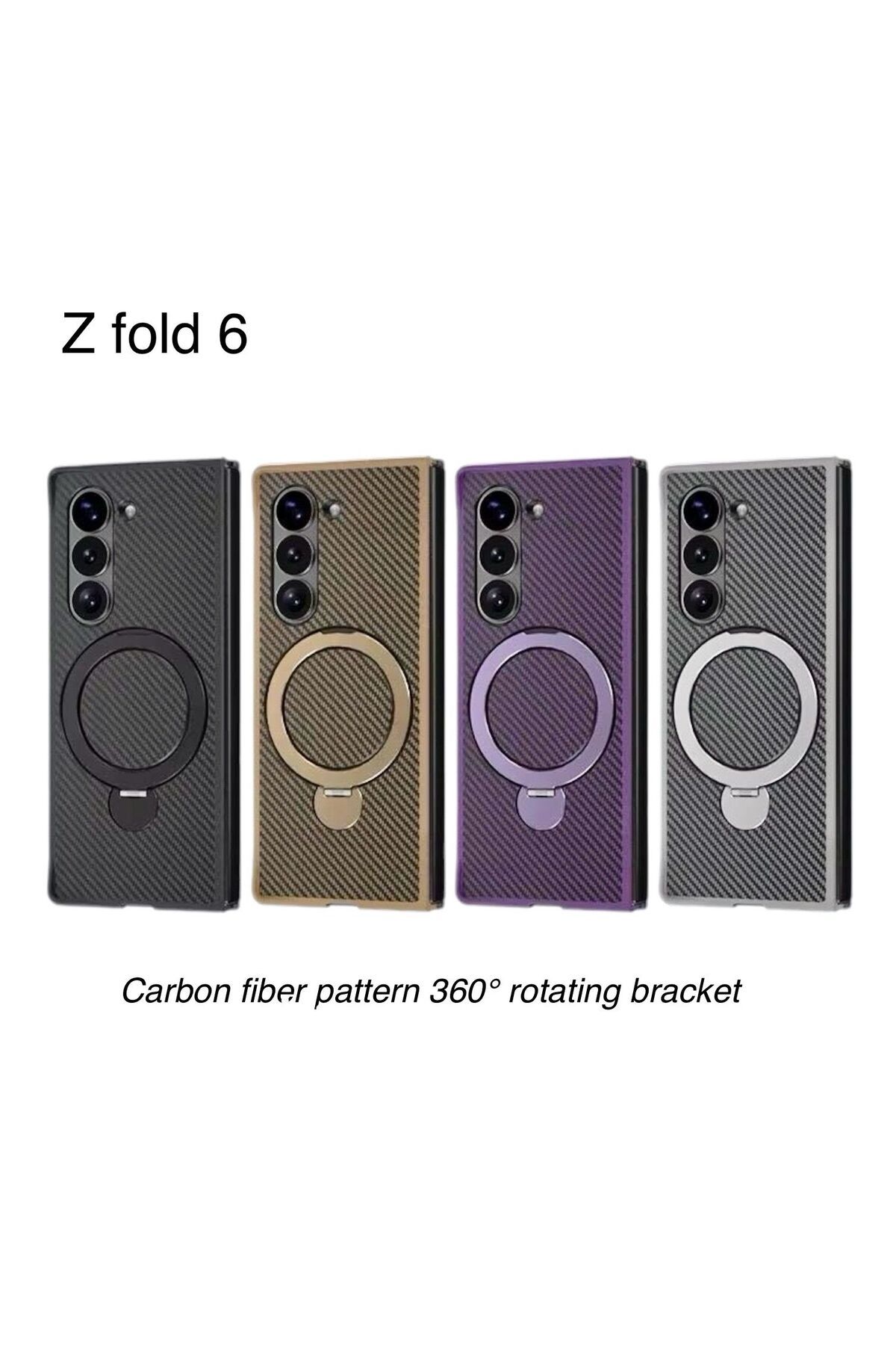 PANDATECH Samsung Z Fold 6 Uyumlu Karbon Stantlı Telefon Koruyucu Kılıf