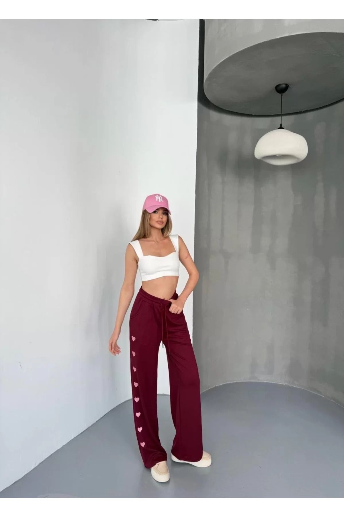 BBbutik Osy Modal Yumuşak Dokulu Kumaş Nakış işlemeli Rahat Bol Paça Eşofman Pantalon