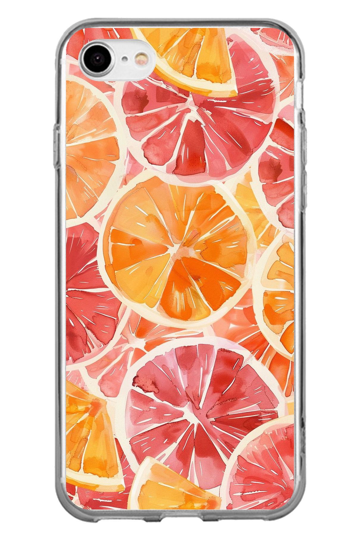 TechTree iPhone 6 - 6s Uyumlu Portakal Sulu Boya Şeffaf Silikon Kılıf