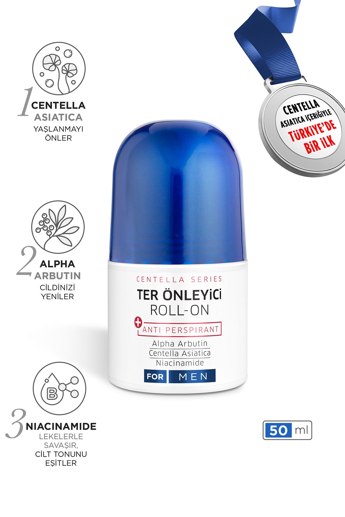 Erkek Ter Önleyici Beyazlatıcı Etkili Roll-on Antiperspirant 50ml