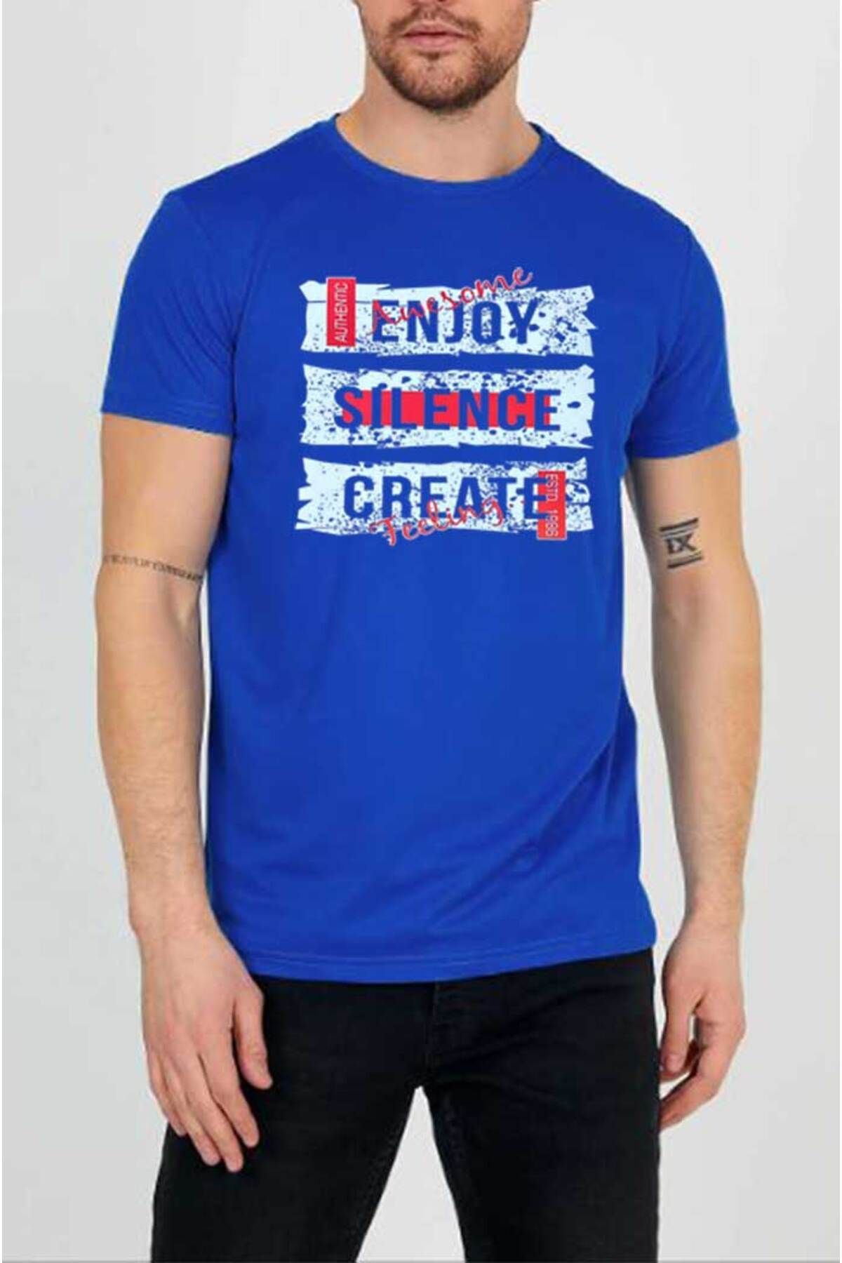 Tarzsokak Enjoy Baskılı Unisex Bisiklet Yaka