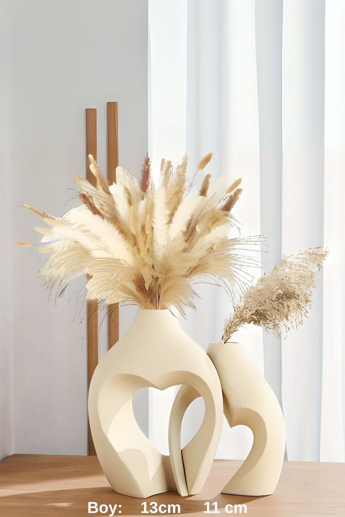 Minima Art Studio Kalp 2’li Büyük 13 cm Küçük 11 cm Bohem Vazo Pinterest Pampas Vazosu Dekoratif Salon Aksesuarı