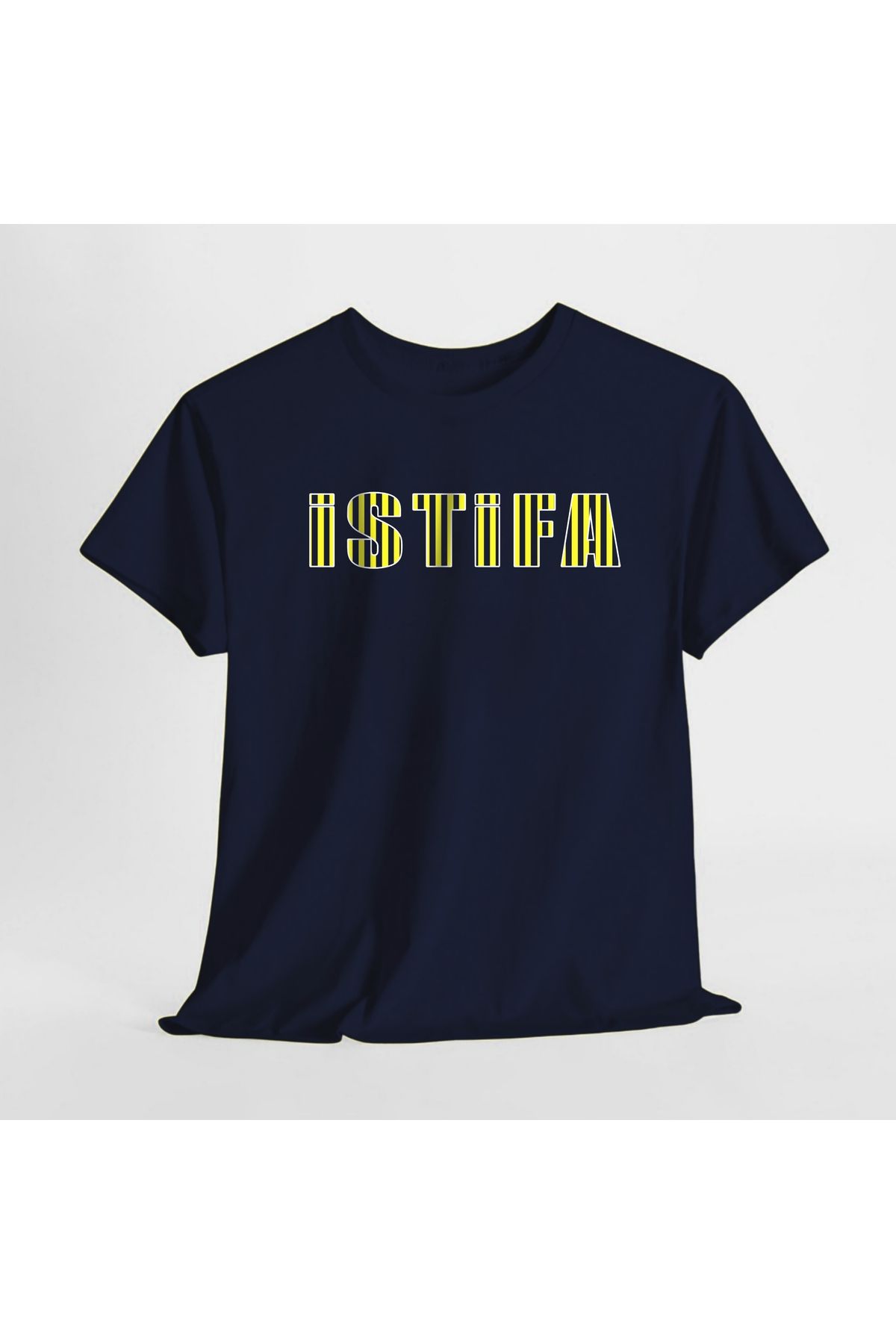 SARI İSTİFA YAZILI TSHIRT %100 PAMUK