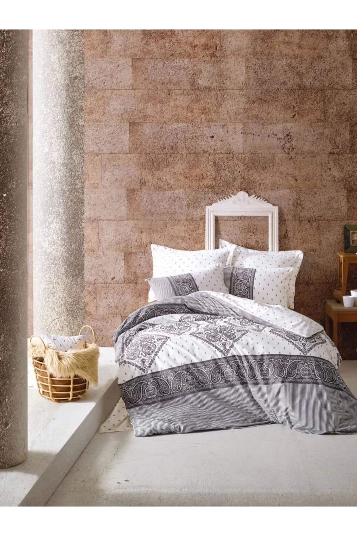 hayalimsah Cotton Box Çift Kişilik Bohem Nevresim Takımı Alope Gri
