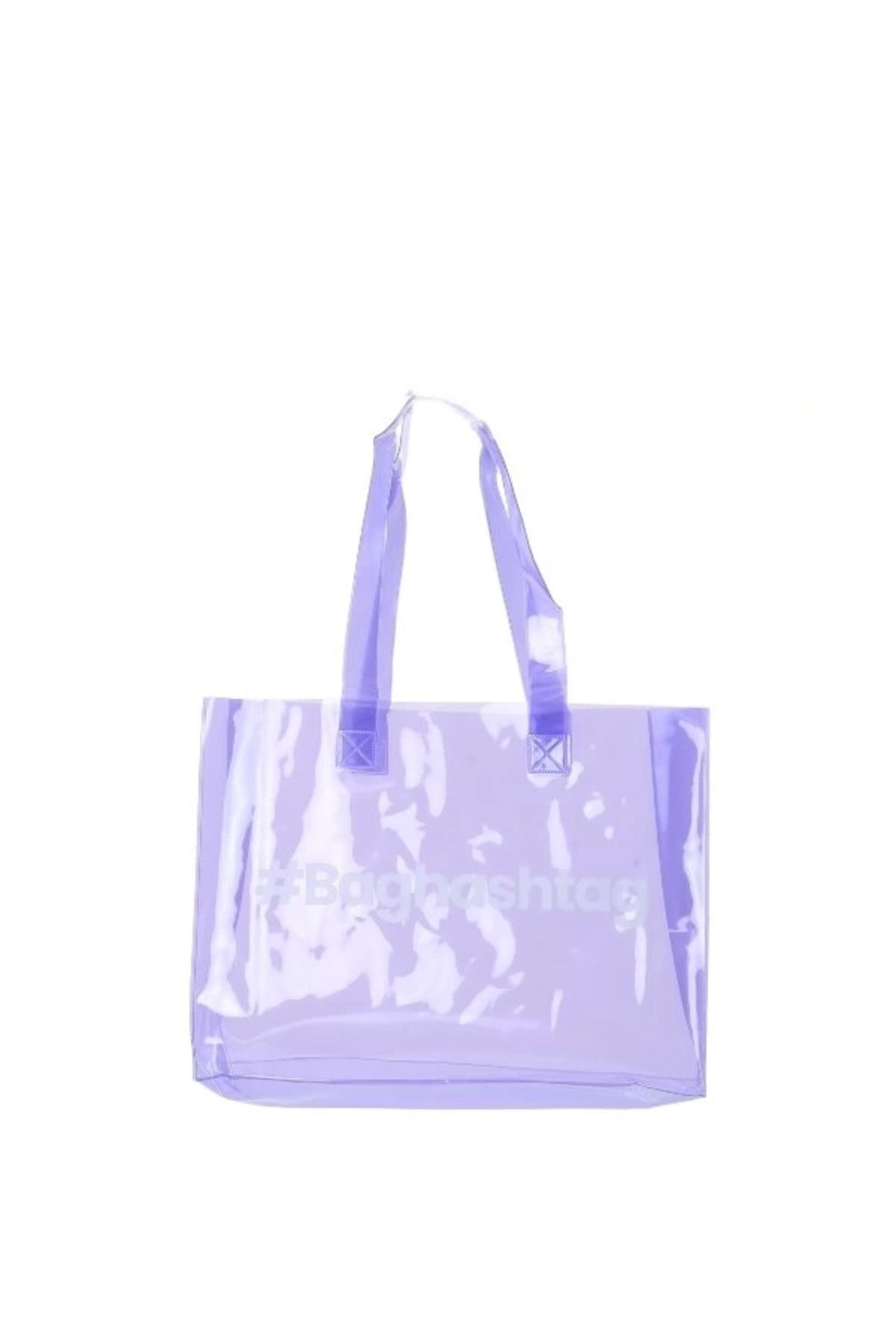 MELFSHOP Baghashtag Lila Şeffaf Plaj Çantası
