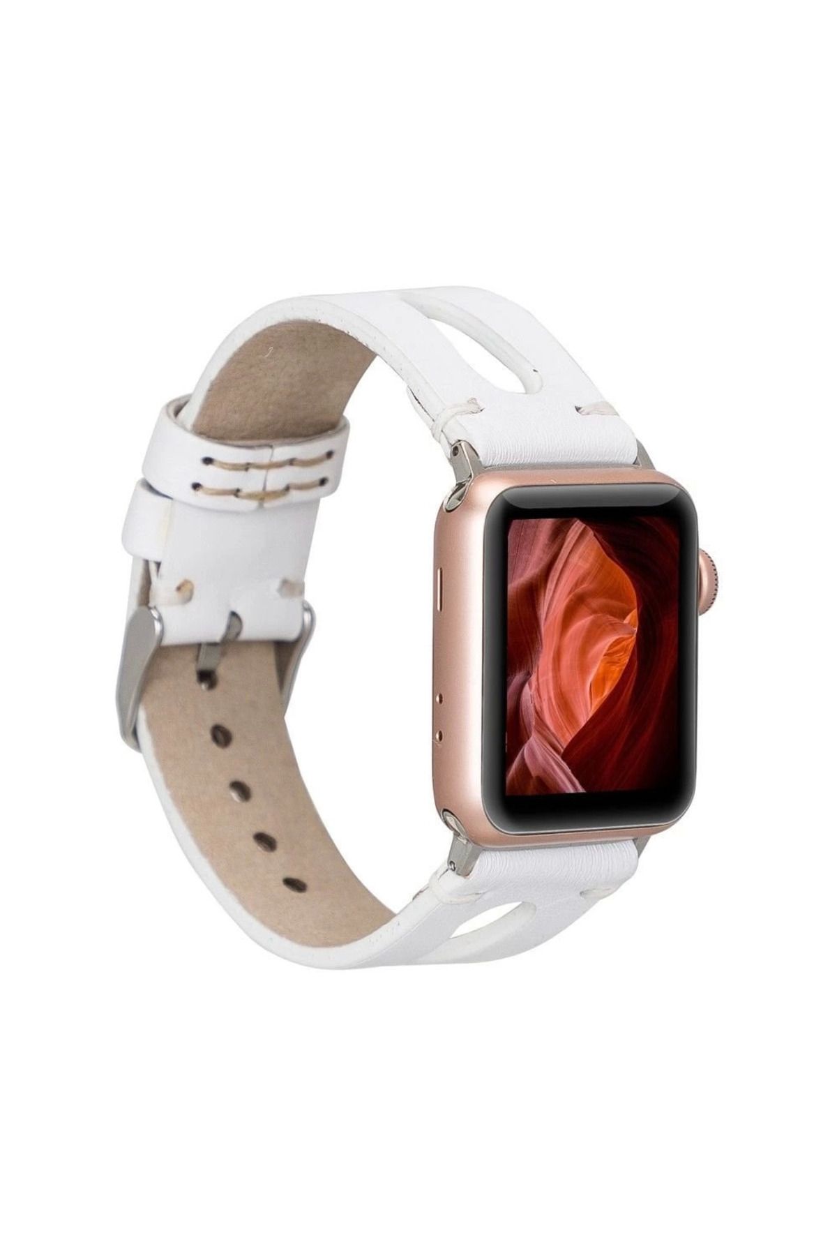Angoravi Watch Uyumlu Deri Kordon BA2 42-44-45mm F3 Beyaz