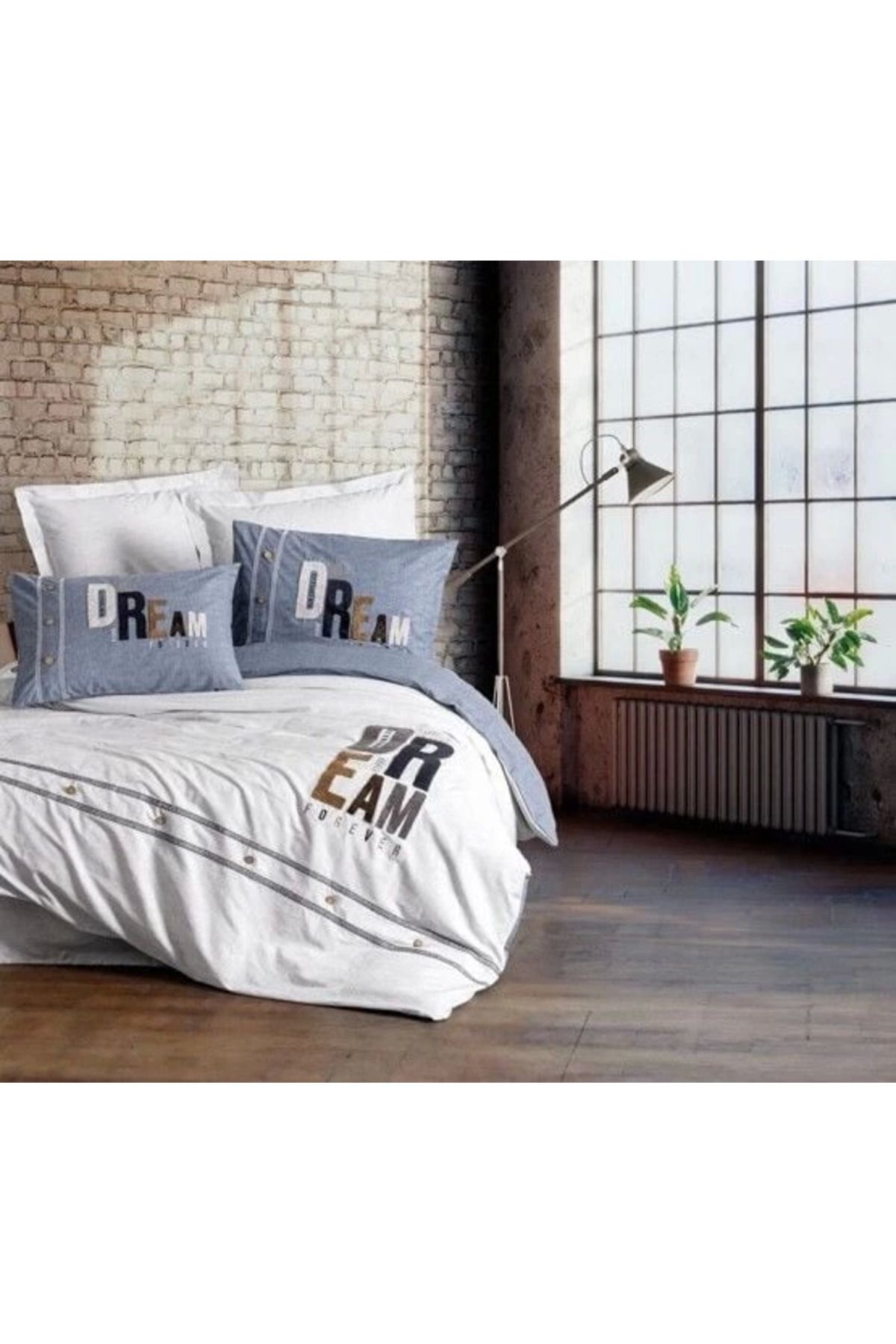 Angoravi Cotton Box Mood Nakışlı Ranforce Çift Kişilik Nevresim Takımı Forever Gri