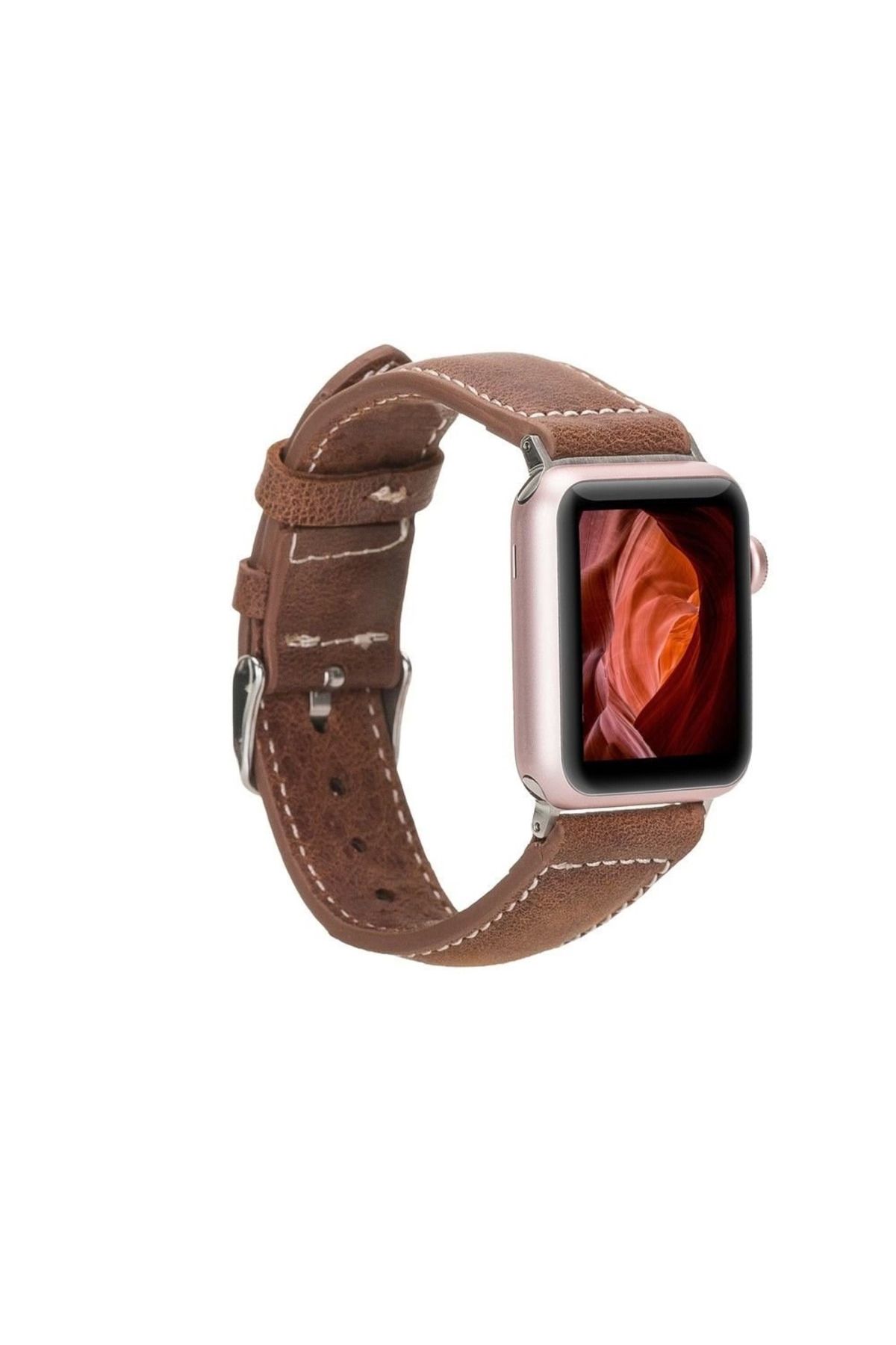 Angoravi Watch Uyumlu Deri Kordon 42-44-45mm NM1-AS2 Taba