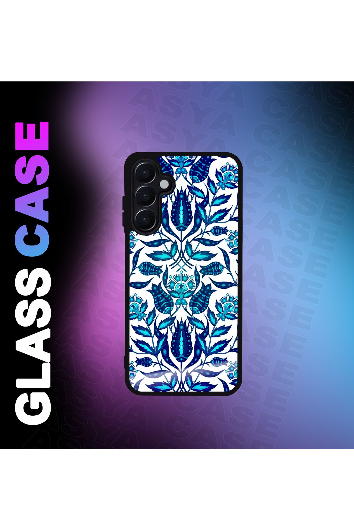 Asya Case Samsung Galaxy a15 Kılıf Çini desen Baskılı Telefon Kapağı Siyah Silikon Arka Kapak Koruyucu