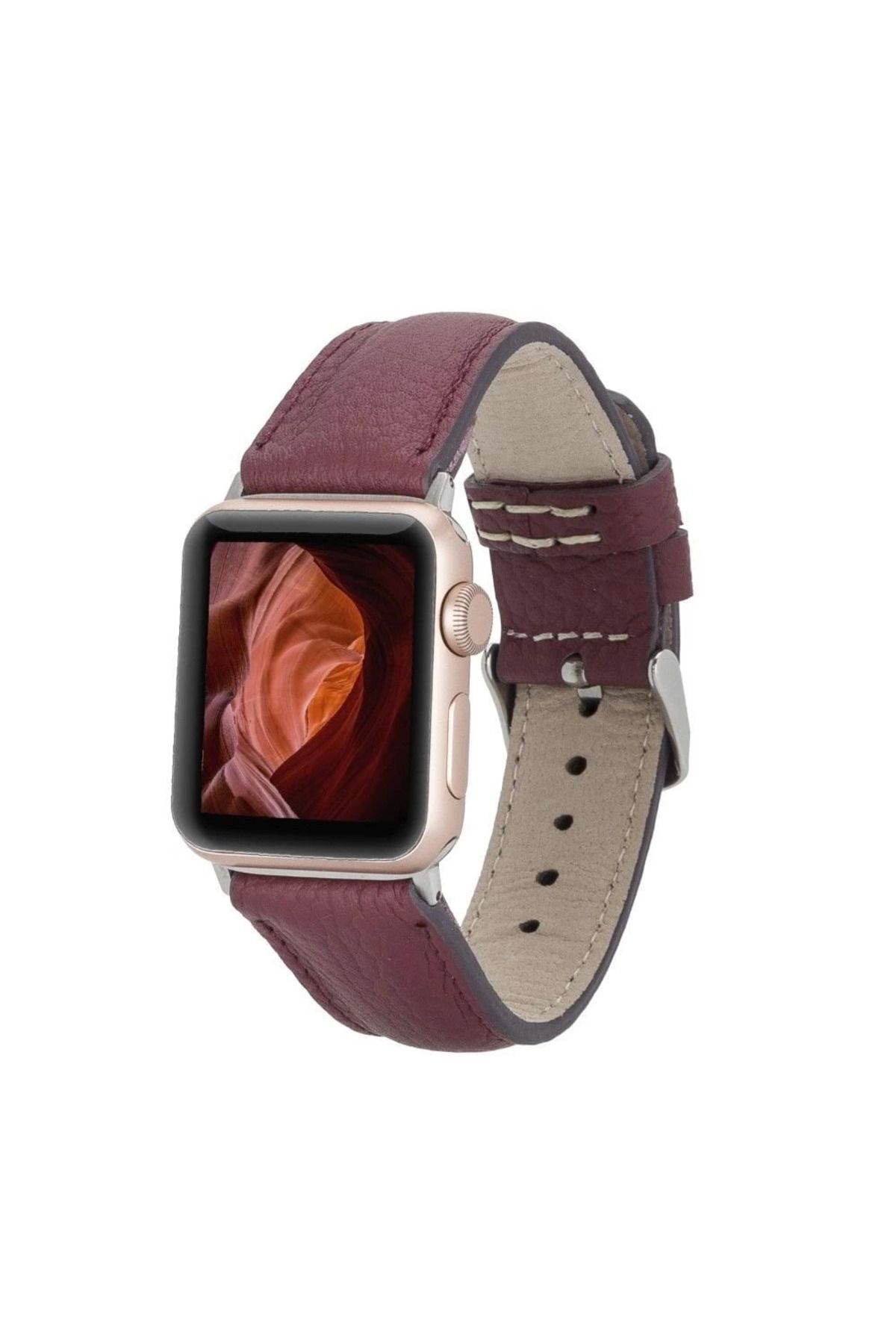 Angoravi Watch Uyumlu Deri Kordon 42-44-45mm FL6 Bordo