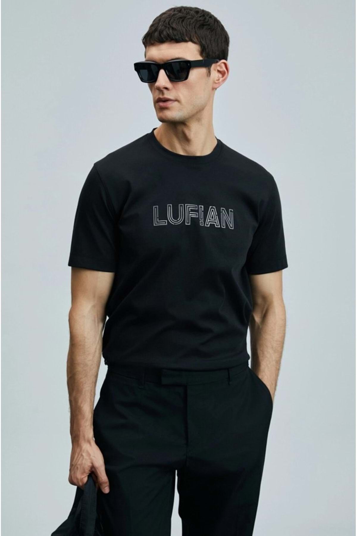 Lufian 111020240 Thınk Modern Grafik Tişort Erkek T-Shirt SİYAH