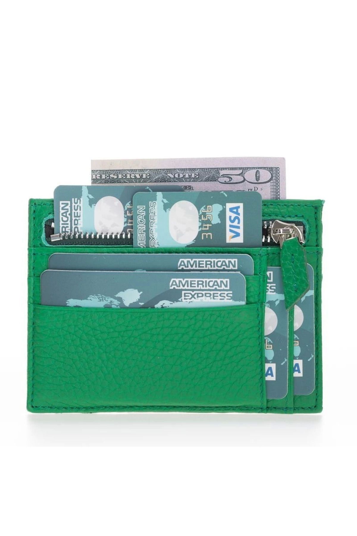 MELFSHOP Zip Deri Fermuarlı Kartlık ZPCH ERC4 Yeşil