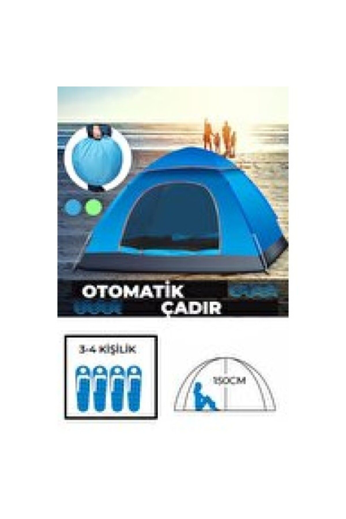 Seyrangah Otomatik Havada Açılan Su Geçirmez Çadır 4 Kişilik