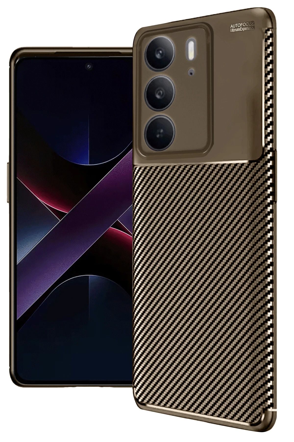 Rivor Realme C75 4G Uyumlu Kılıf Kamera Korumalı Darbe Emici Karbon Desenli Renk Atmaz Silikon Kapak