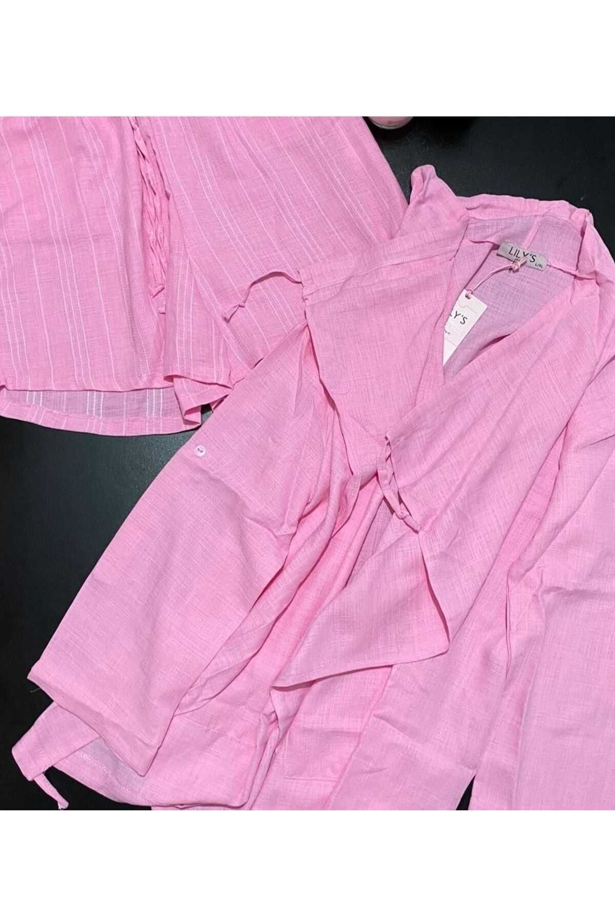 Bellanca PEMBE RENK ŞORT KİMONO TAKIM
