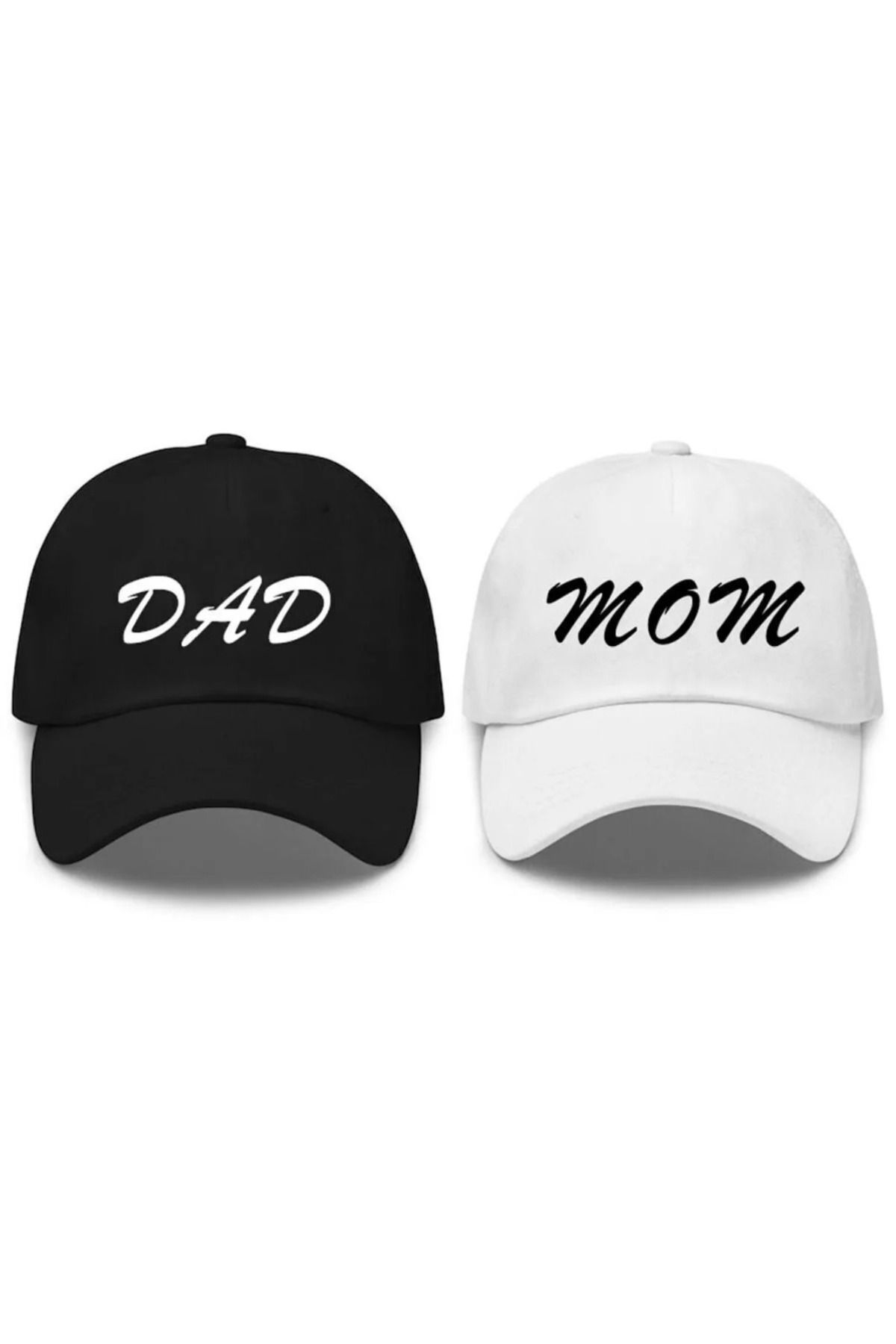 mihi hediyelik Mom & Dad baskılı Çift 2' li çıt çıtlı şapka
