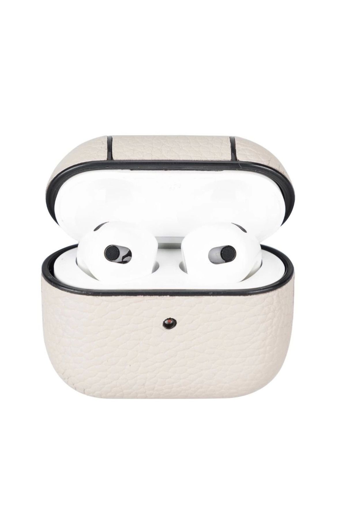 Angoravi Apple AirPods 3.nesil Uyumlu Deri Kılıf Juni ERC3 Bej