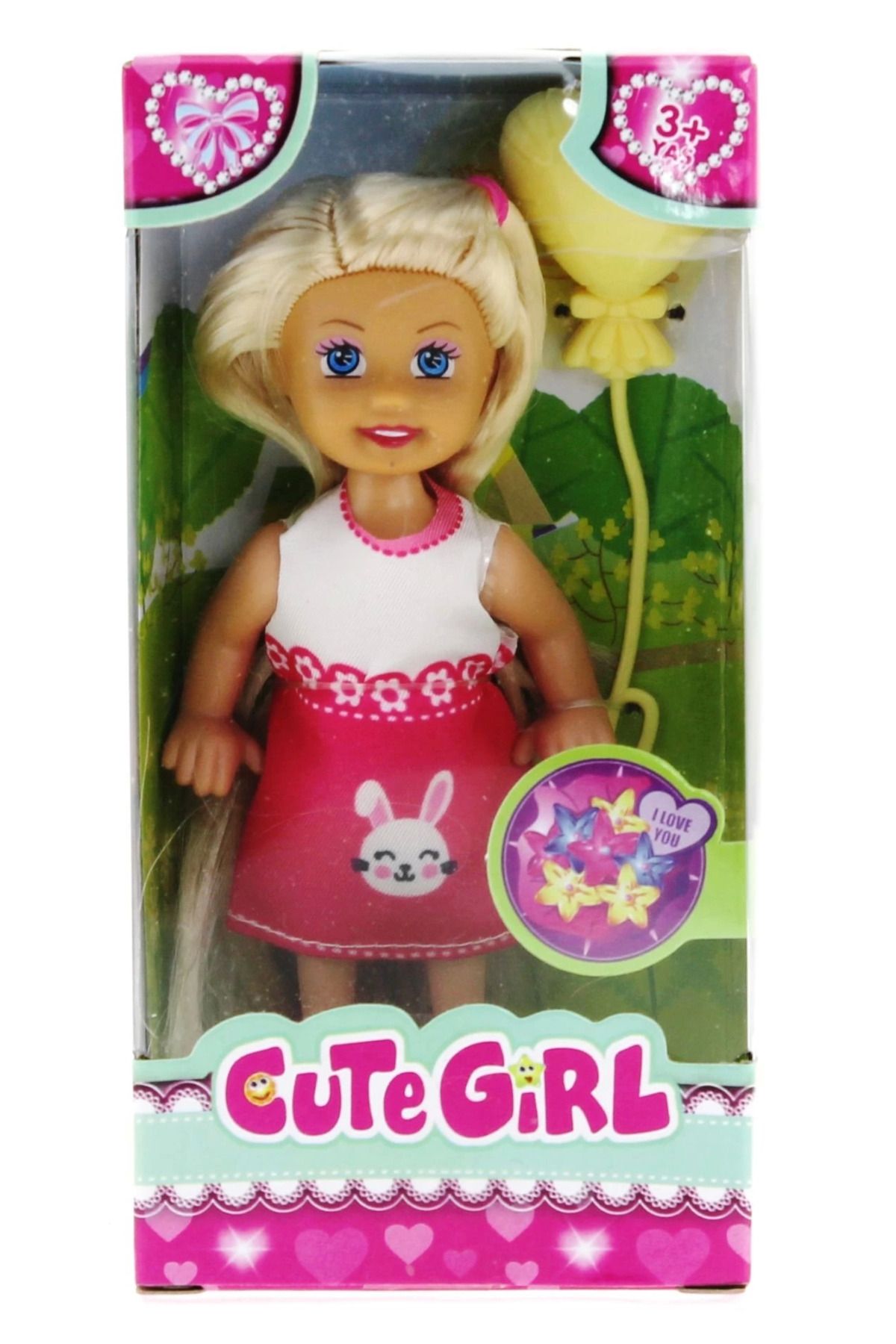 Angoravi Cute Girl Sarı Balonlu Sarışın Mini Bebek