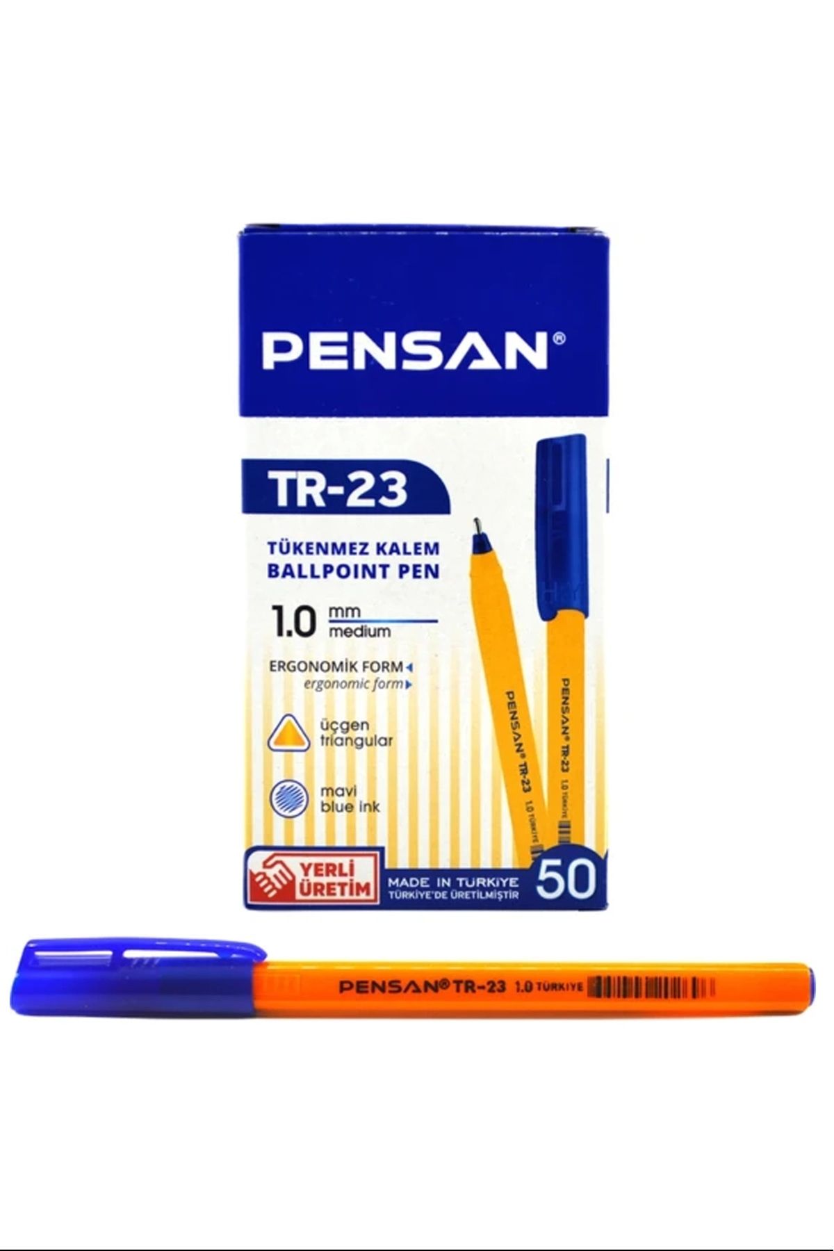 PRATİKOBA Pensan Tükenmez Kalem Üçgen Mavi 50'li - Ürün Kodu : PEN.PE02023TKMAVİ50