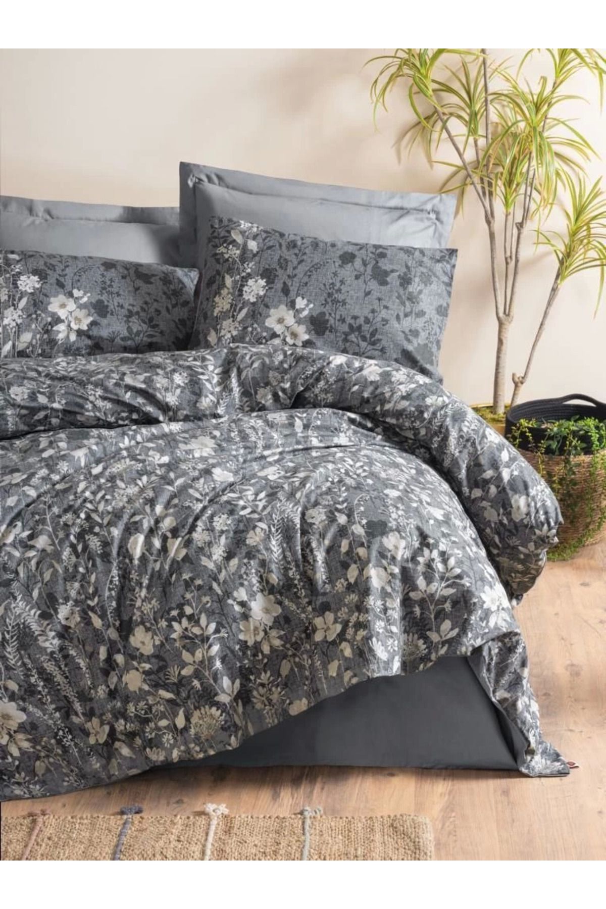 ÖYKÜ VE YİĞİT Cotton Box Dual Çift Kişilik Nevresim Takımı Comely Antrasit