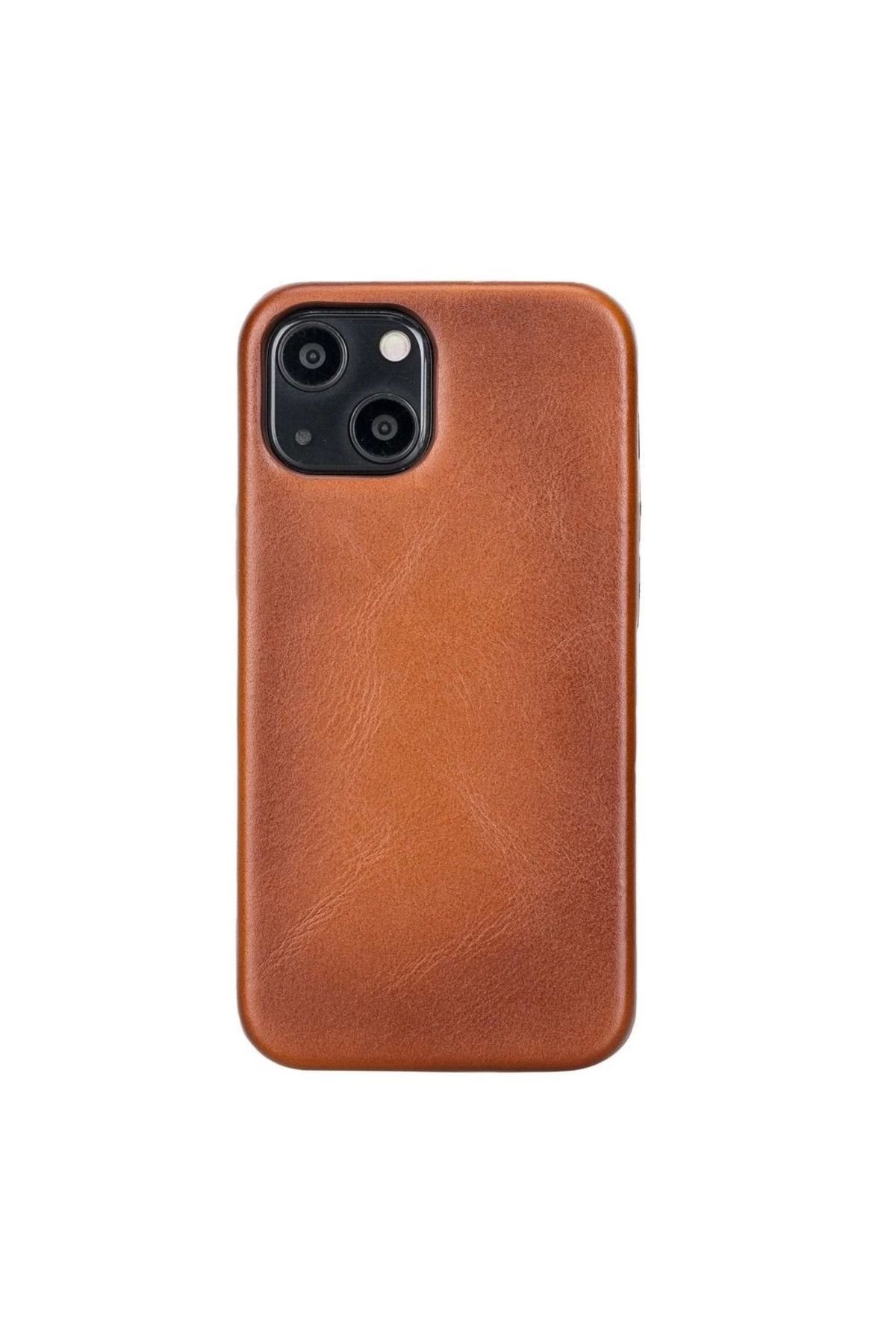 Angoravi Apple iPhone 13 Uyumlu Deri Arka Kapak ROCK RST2EF Taba