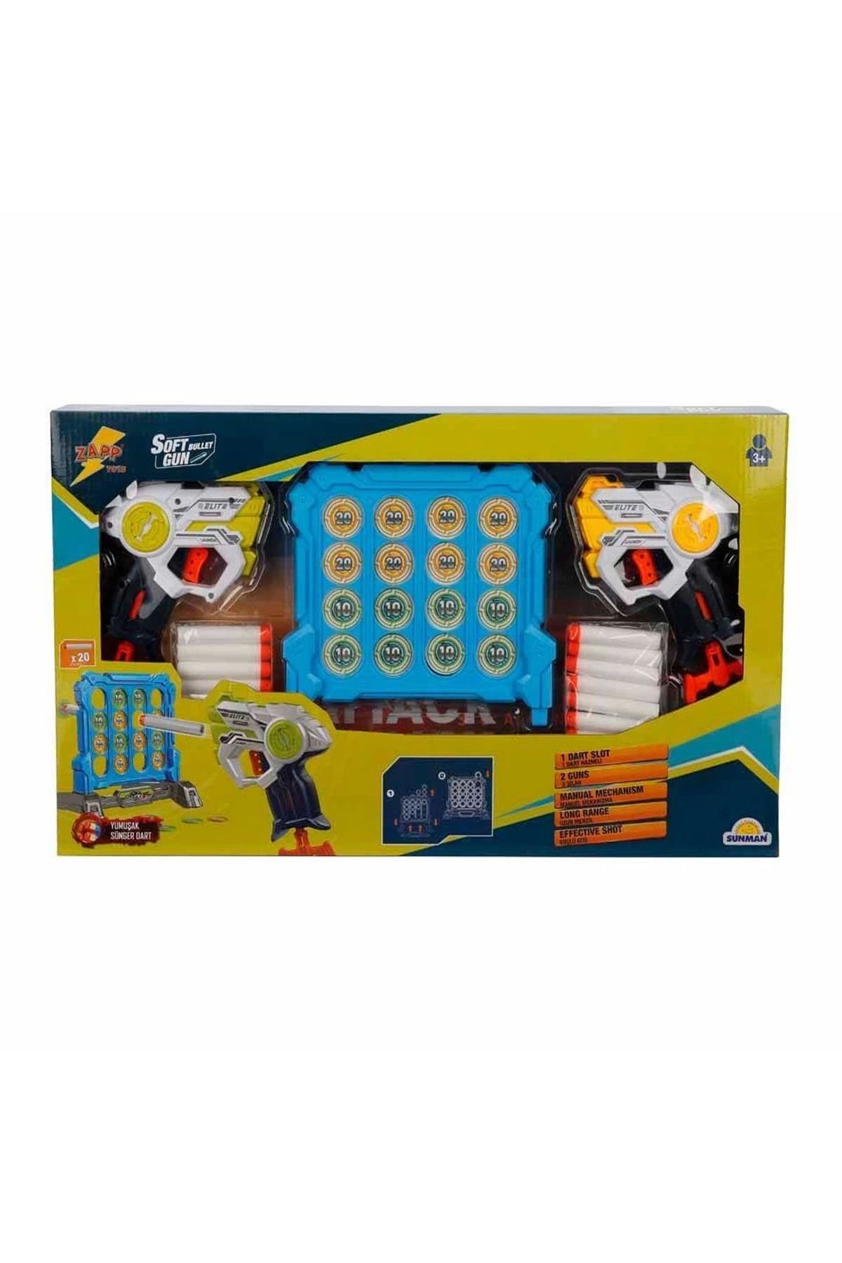 ÖYKÜ VE YİĞİT 3574 Zapp Toys Hedef Tahtalı Sünger Dart Atan Silah Seti