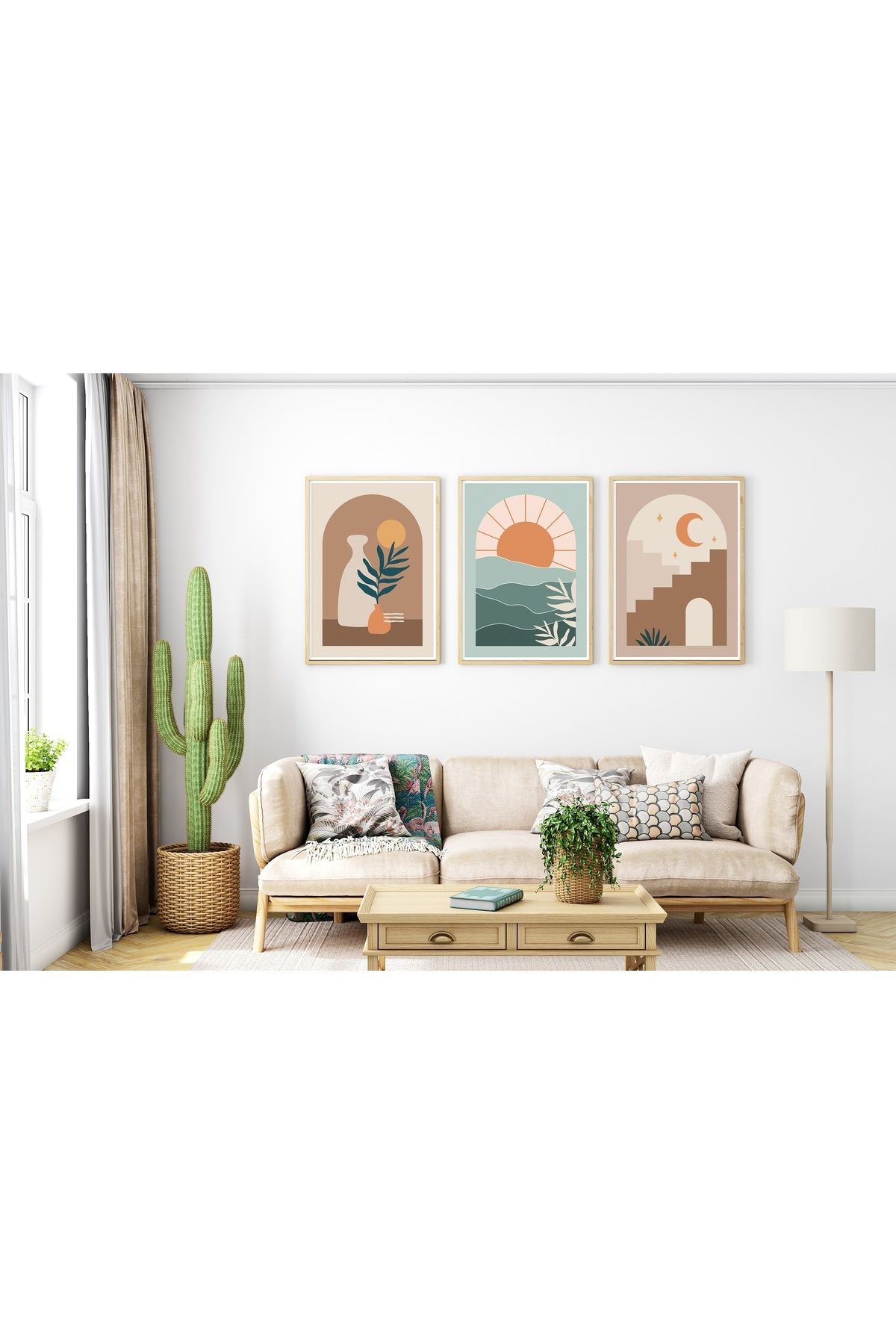 Pi Dekorasyon Çerçeveli 3'lü Tablo Seti - Modern Minimalist Tablolar - Yn-11