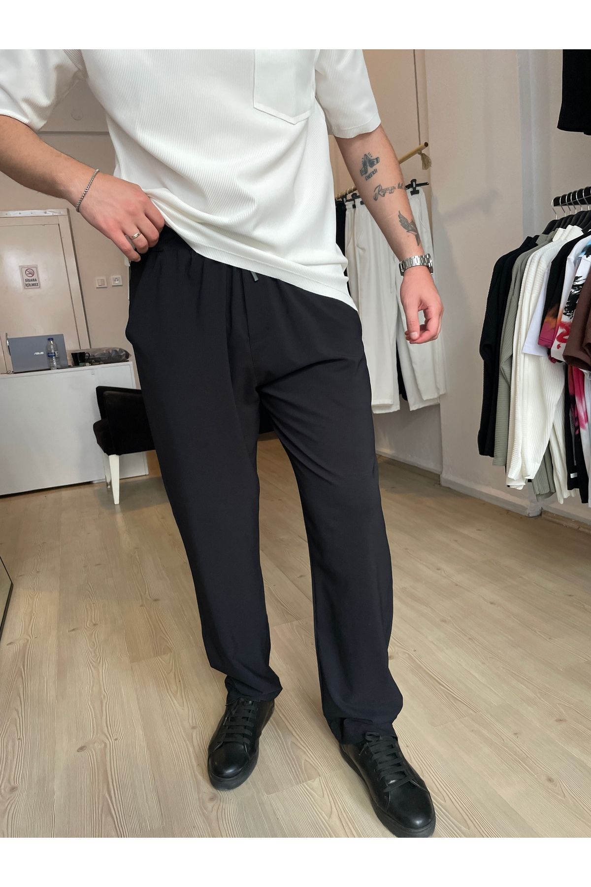 PLUS MAN Erkek Beli Lastikli Baggy Pantolon