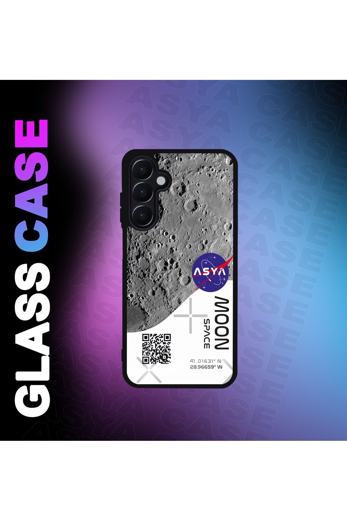 Asya Case Samsung Galaxy A55 5G Kılıf Nasa Baskılı Telefon Kapağı Siyah Silikon Arka Kapak Koruyucu