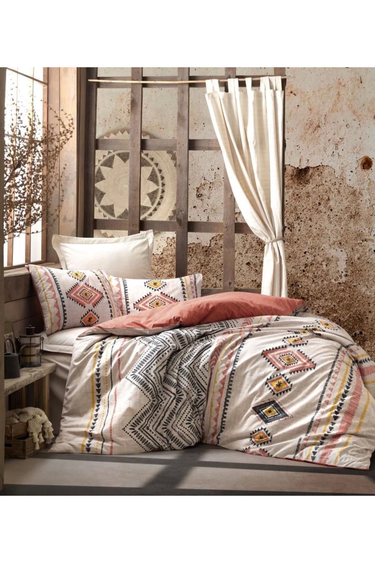 MELFSHOP Cotton Box Etnich Tek Kişilik Nevresim Takımı Felix Kiremit