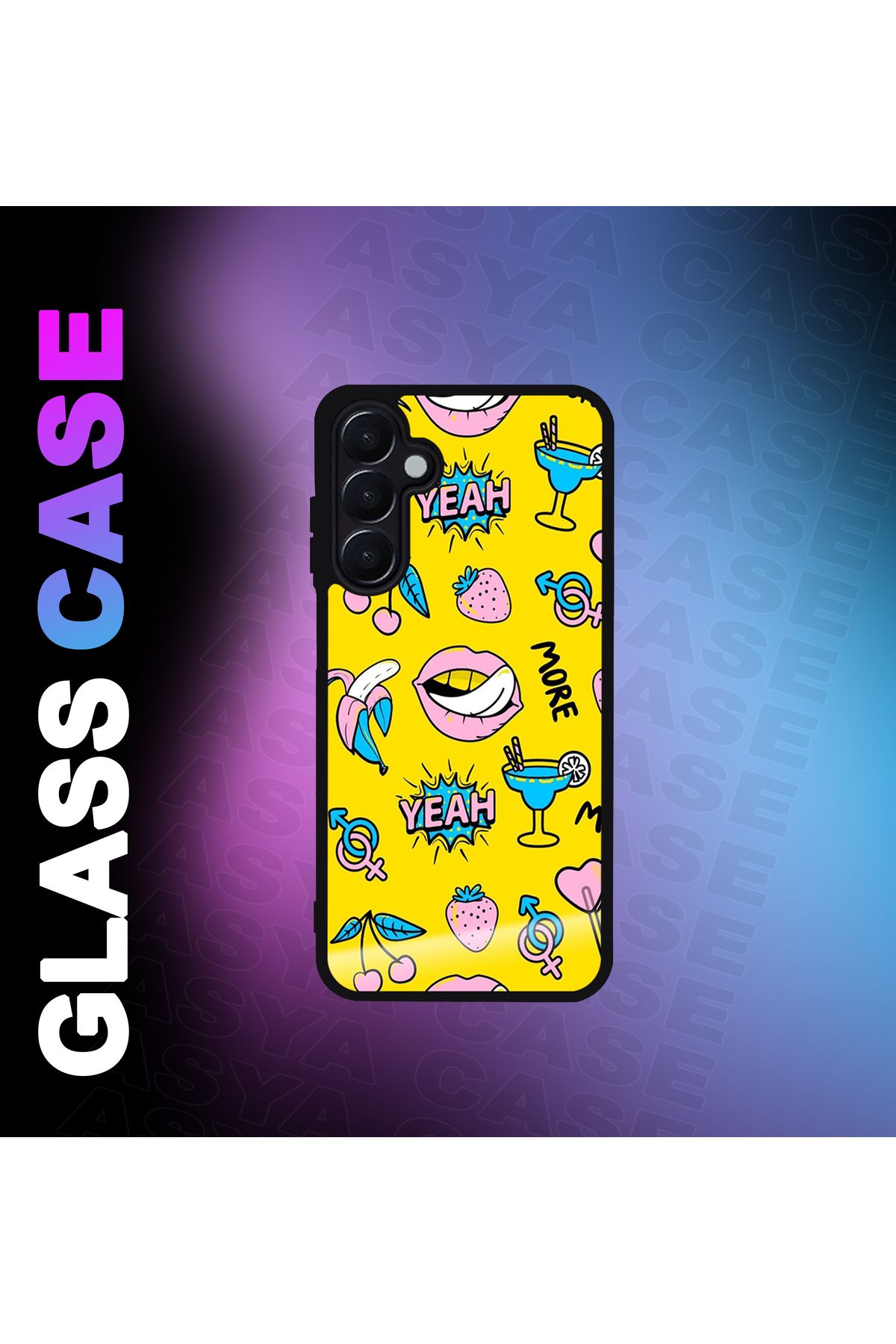 Asya Case Samsung Galaxy A35 5G Kılıf Meyve Dudak Yeah Baskılı Telefon Kapağı Silikon Arka Kapak Koruyucu
