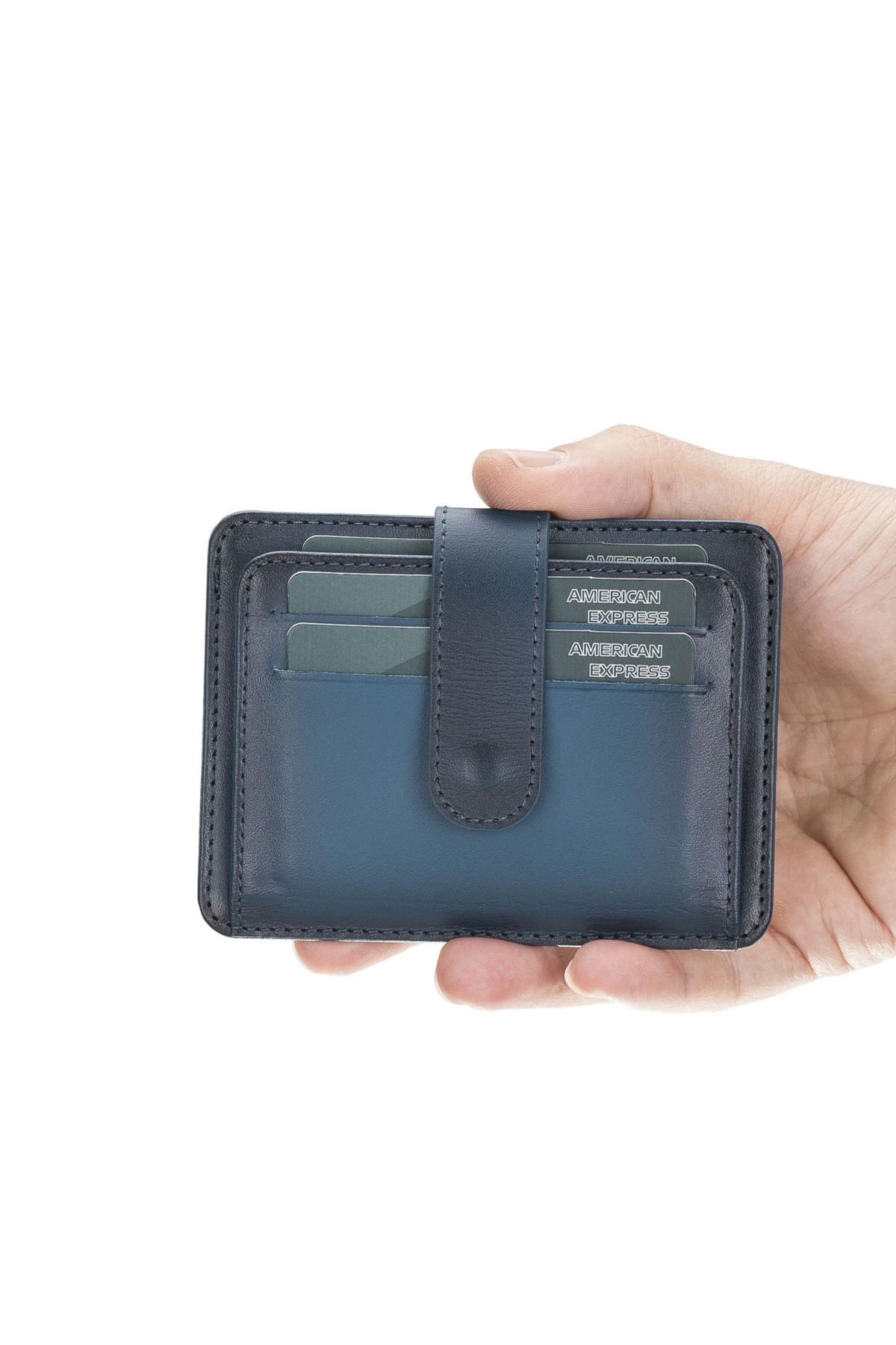MELFSHOP Çok Bölmeli Slim Deri Kartlık BLW019 BRN4EF Mavi