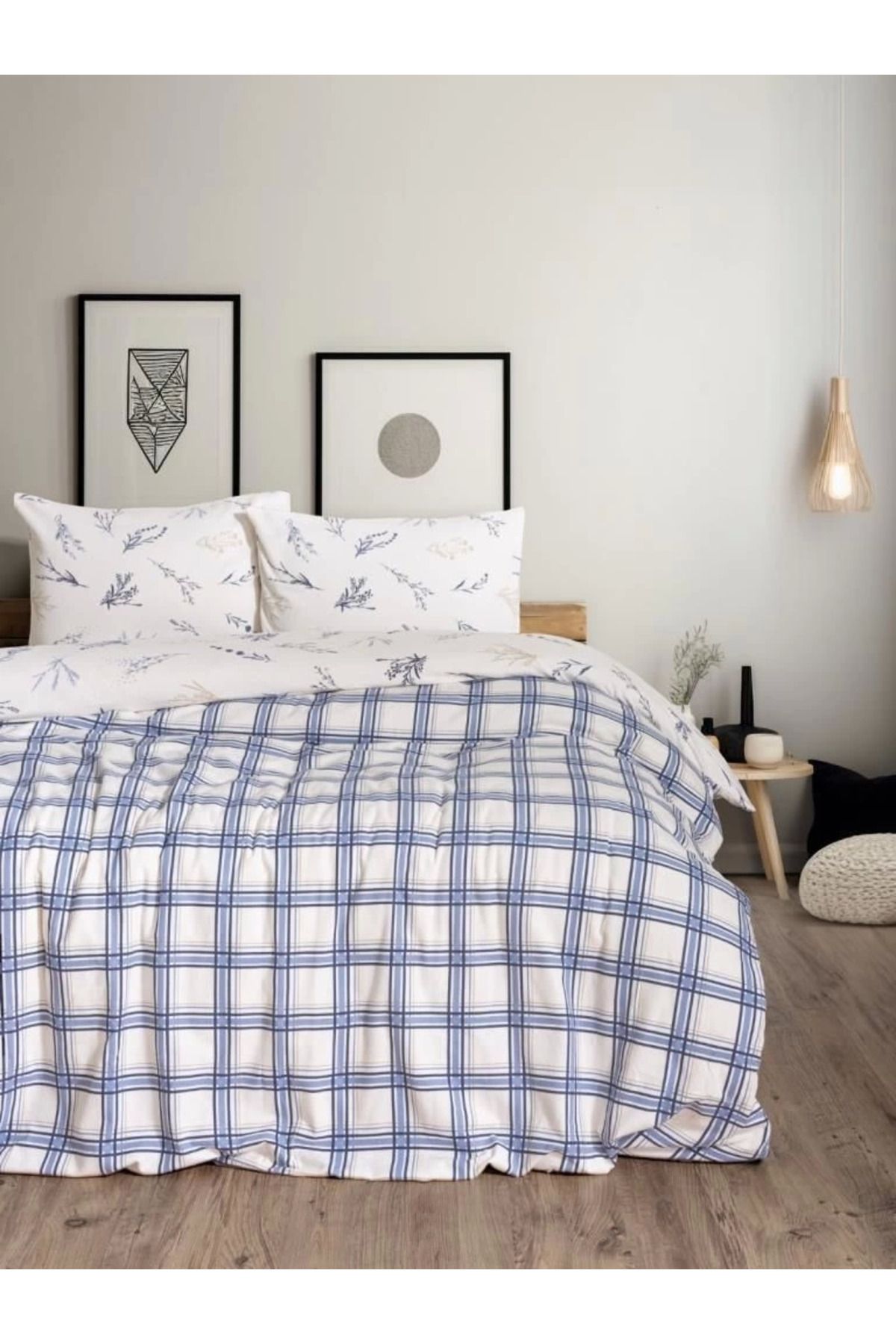 ÖYKÜ VE YİĞİT Cotton Box Flanel Nevresim Takımı Çift Kişilik Lavanid Mavi