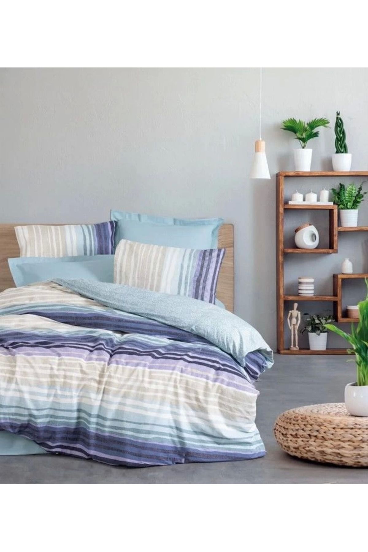 MELFSHOP Cotton Box Line Tek Kişilik Nevresim Takımı Fonte Mint