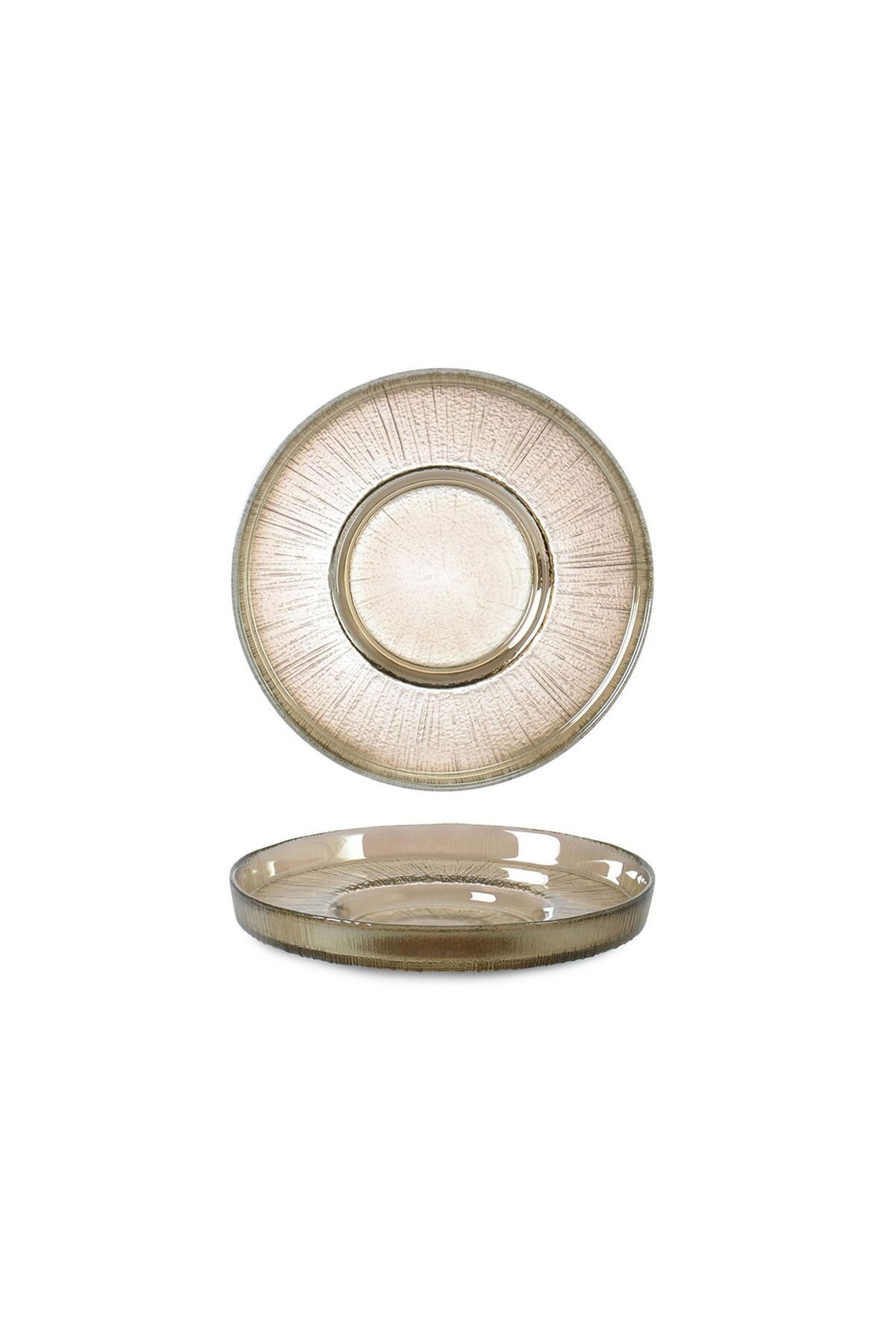 ASPARTAM İpekk 14304 Çizgili Füme Lüsterli Çay Tabağı - 12 cm