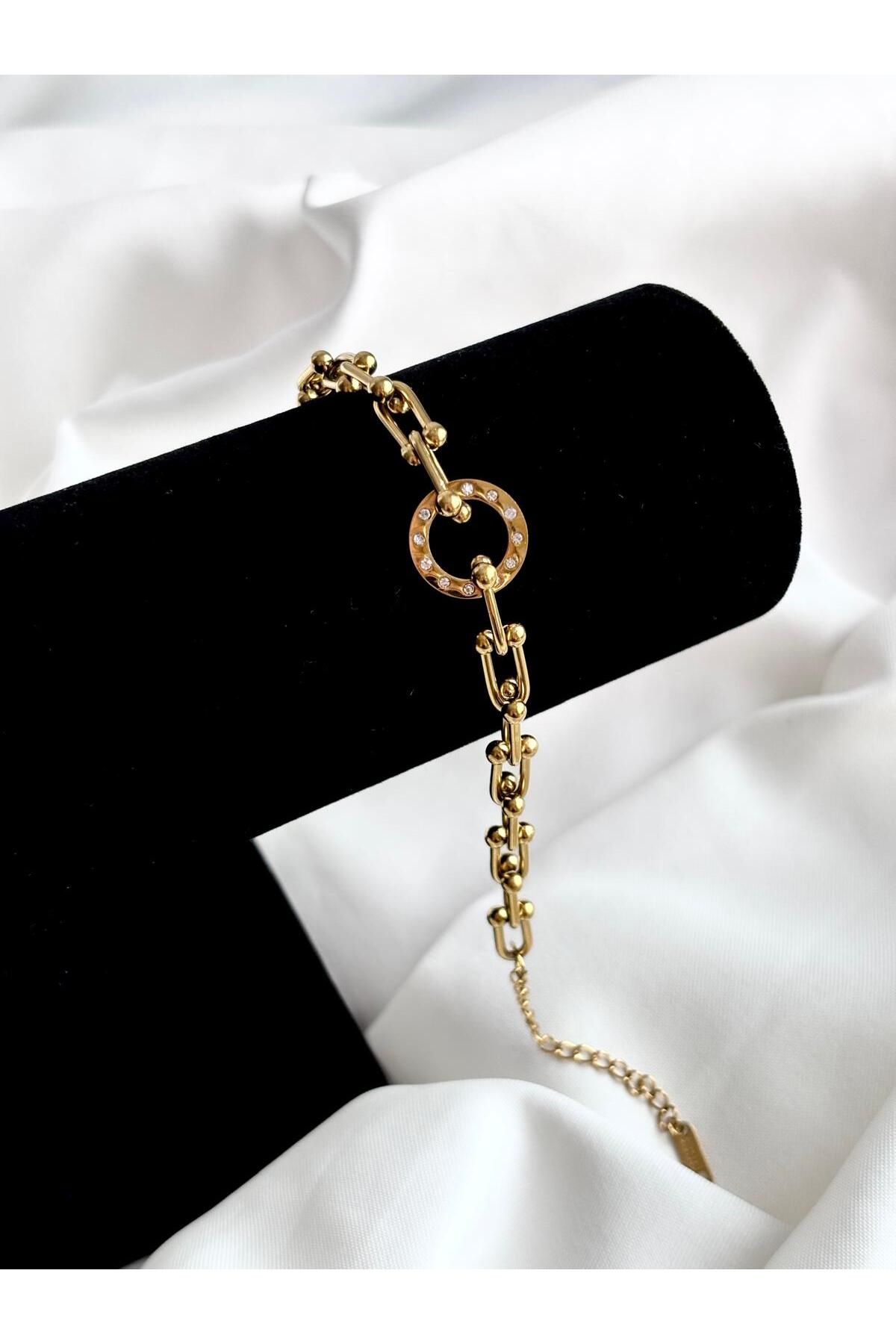 Bellamy Jewelry Zincir Detaylı Dairesel Bileklik - Gold