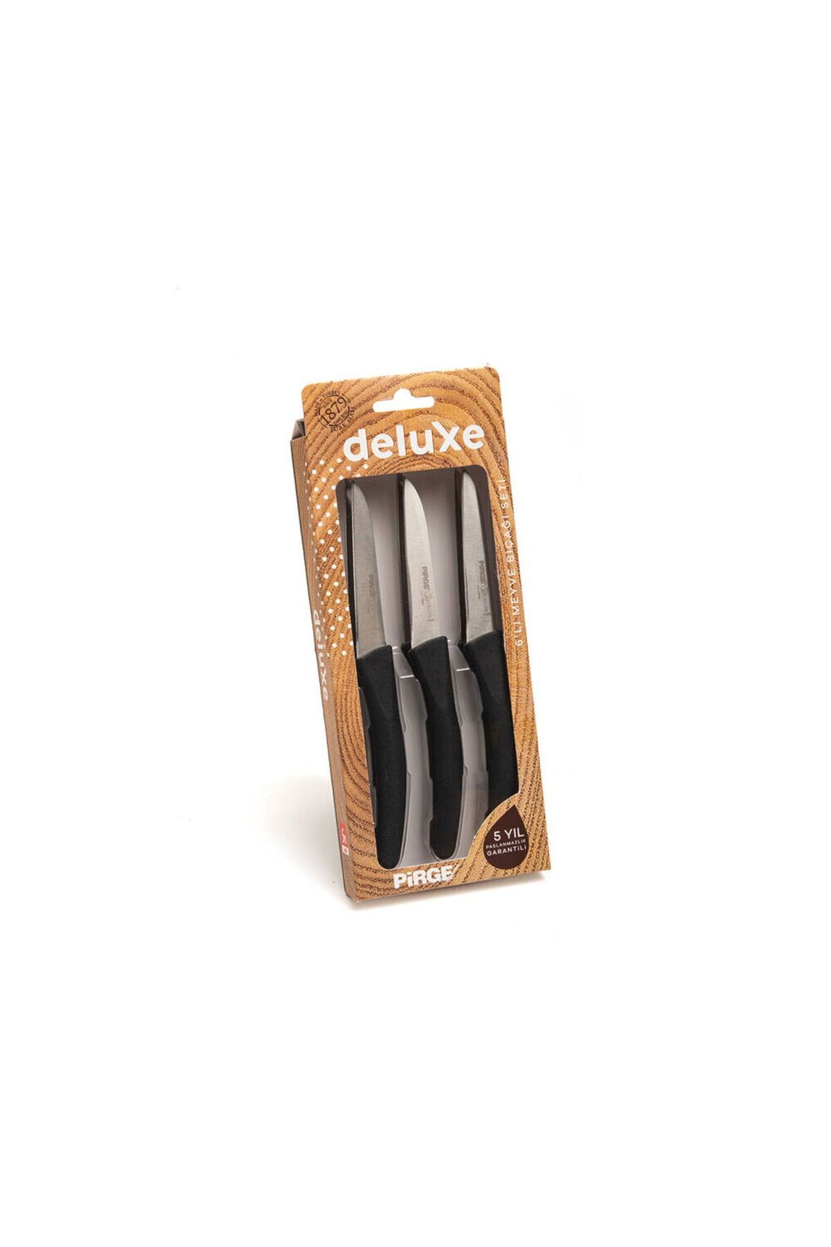 ASPARTAM Pirgee Deluxe 6 Parça Meyve Bıçağı Seti - Siyah - 9 cm