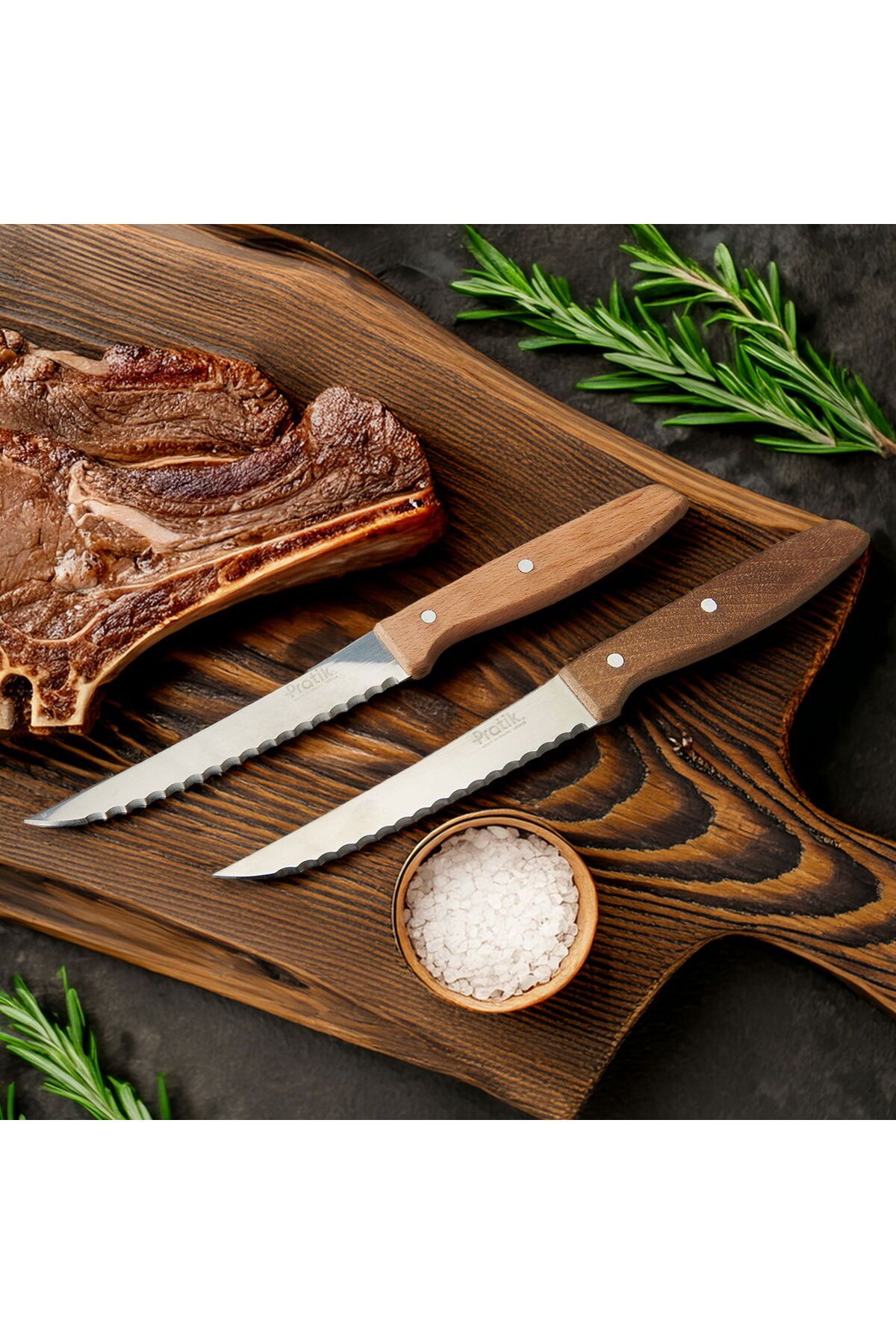 ASPARTAM Pirgee 2'li Steak Bıçağı - Kahverengi - 19 cm
