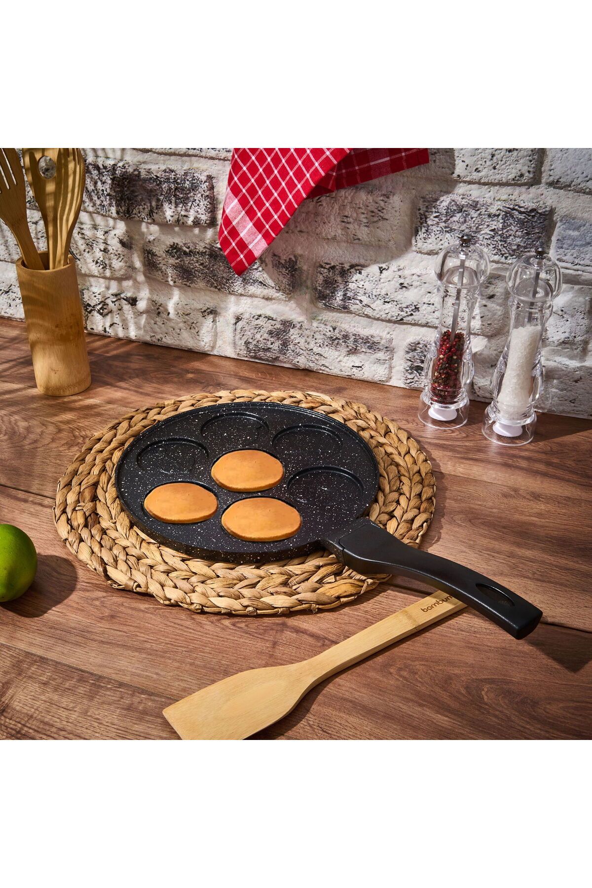ASPARTAM Ambosss Emojili Pankek Tavası - Gri - 26 cm